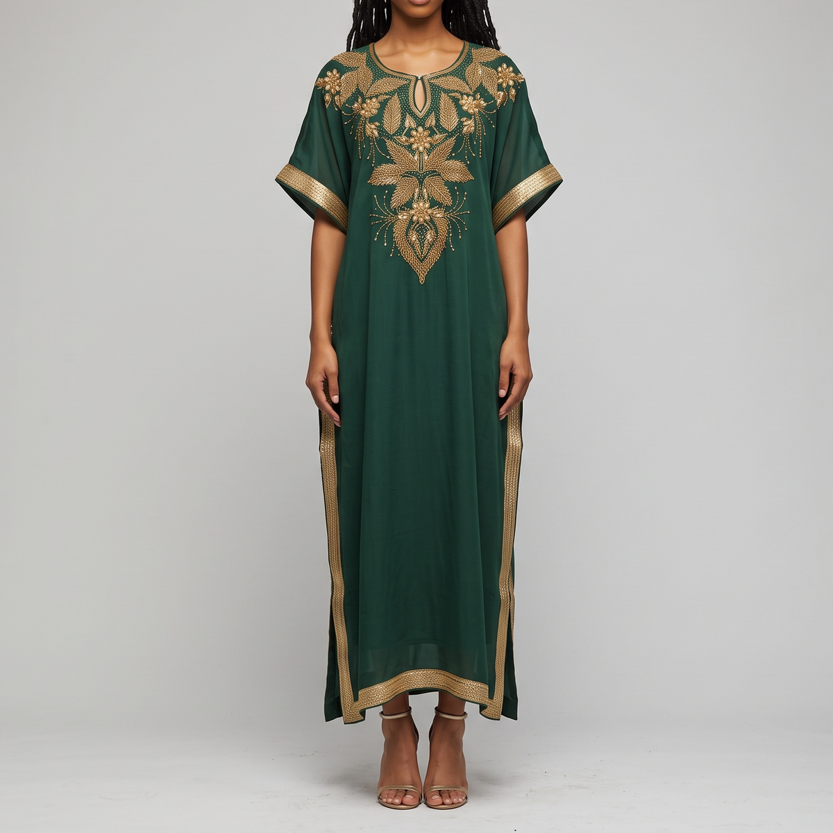 Royal Embellished Chiffon Kaftan Dress Set