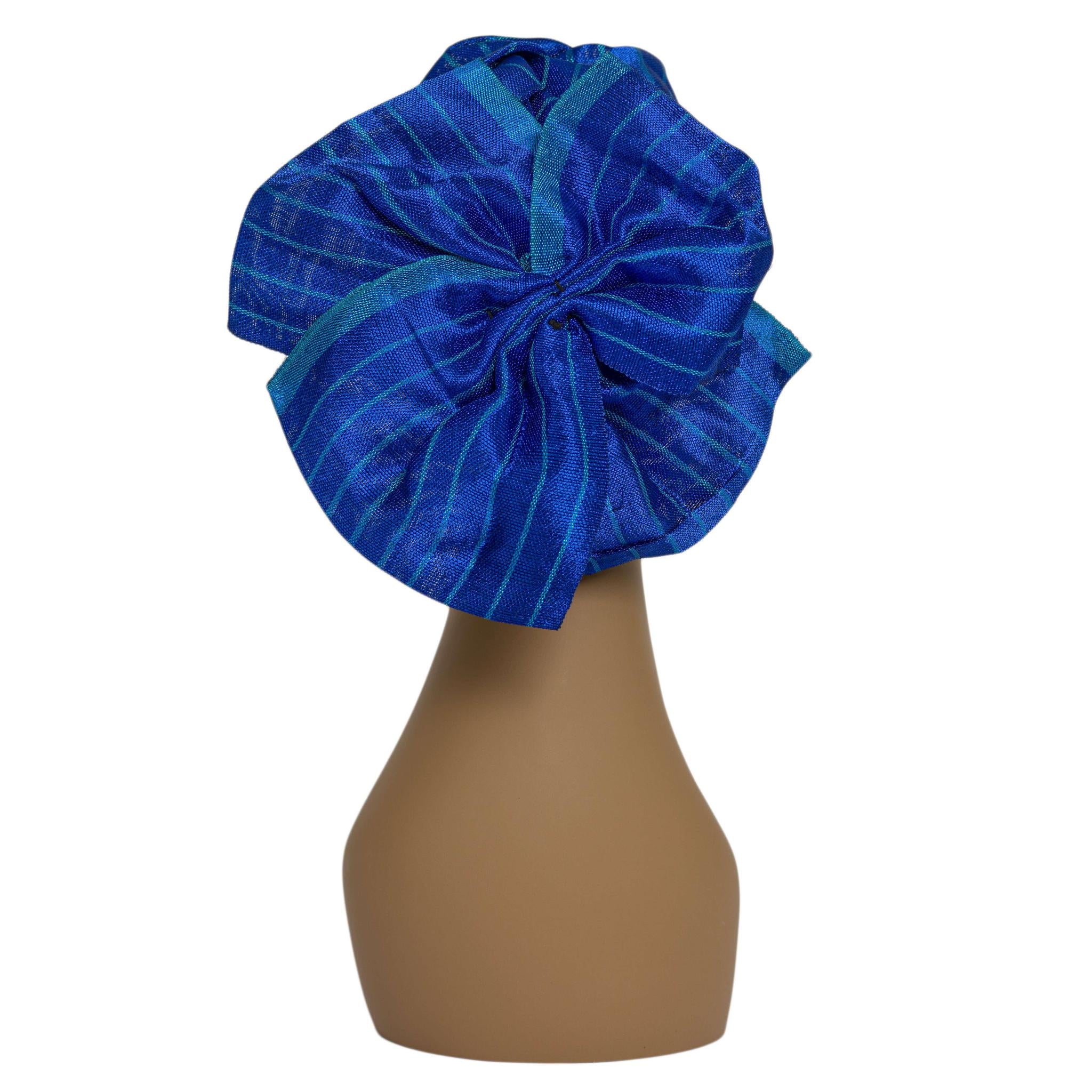 Blue Aso Oke Zara Cap Auto Gele