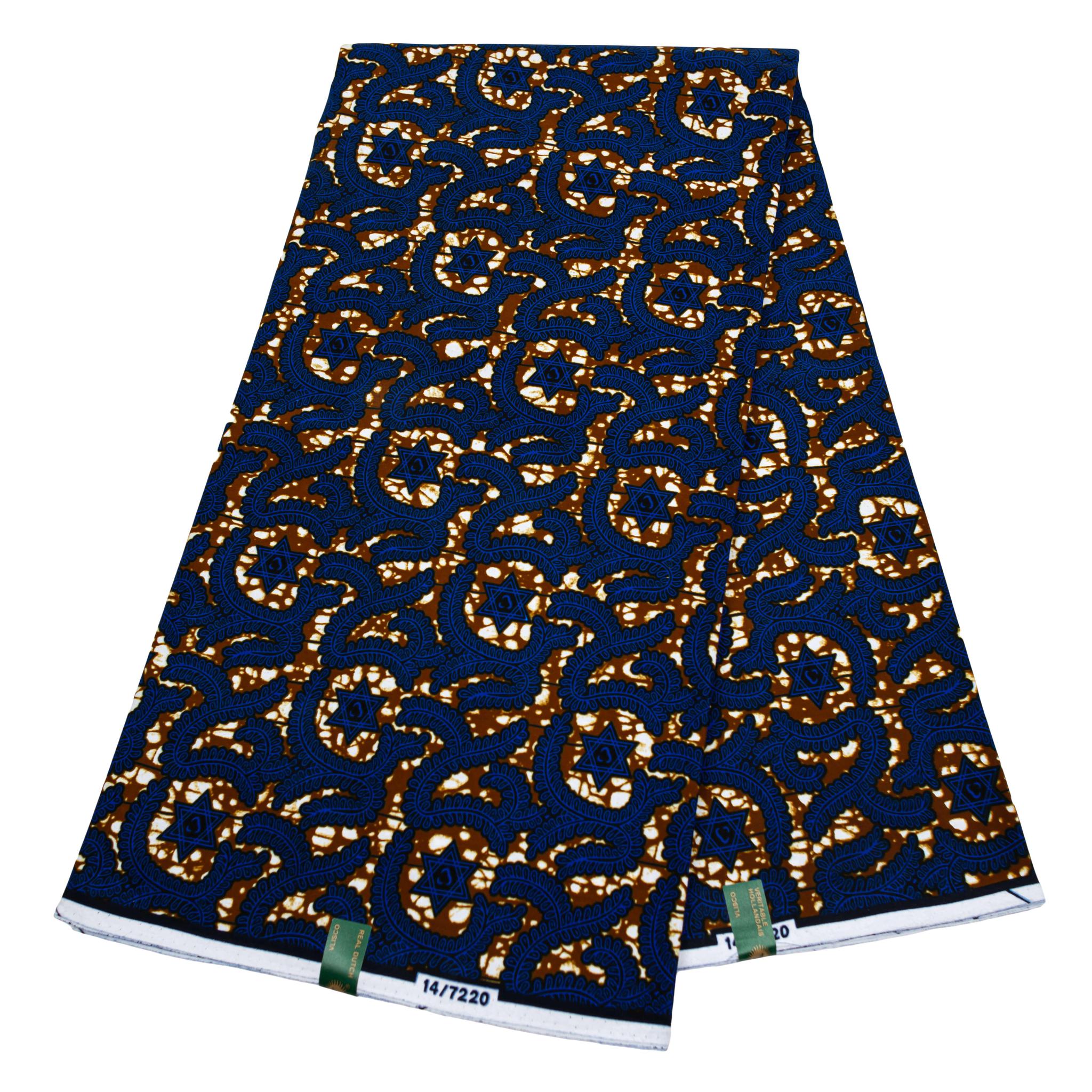 Blue & Brown Wax Pint Fabric - 6 Yards