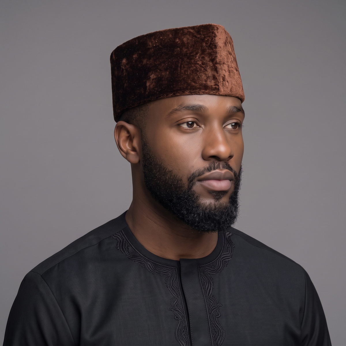 Brown Velvet Nigerian Cap