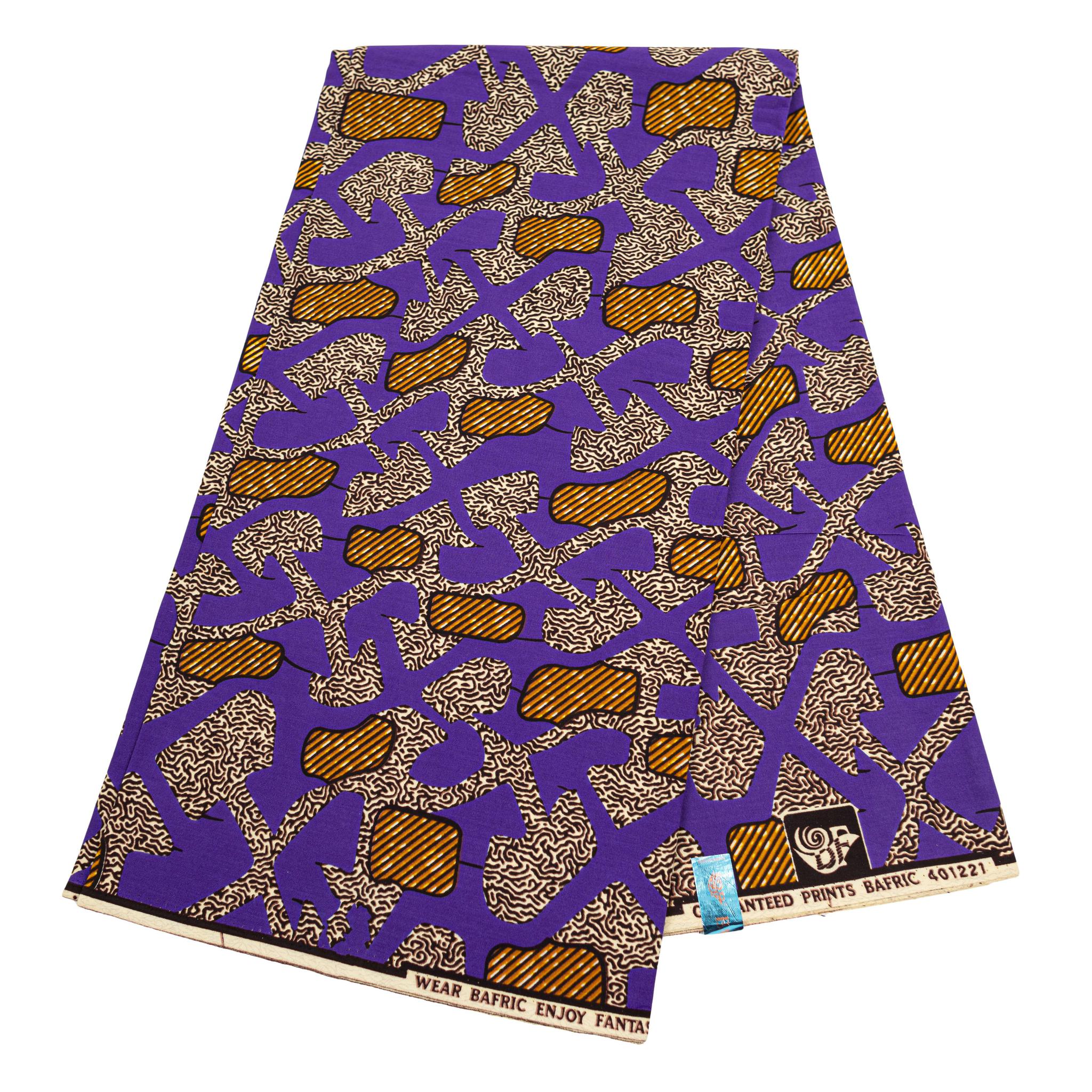 Purple & Gold Wax Pint Fabric - 6 Yards