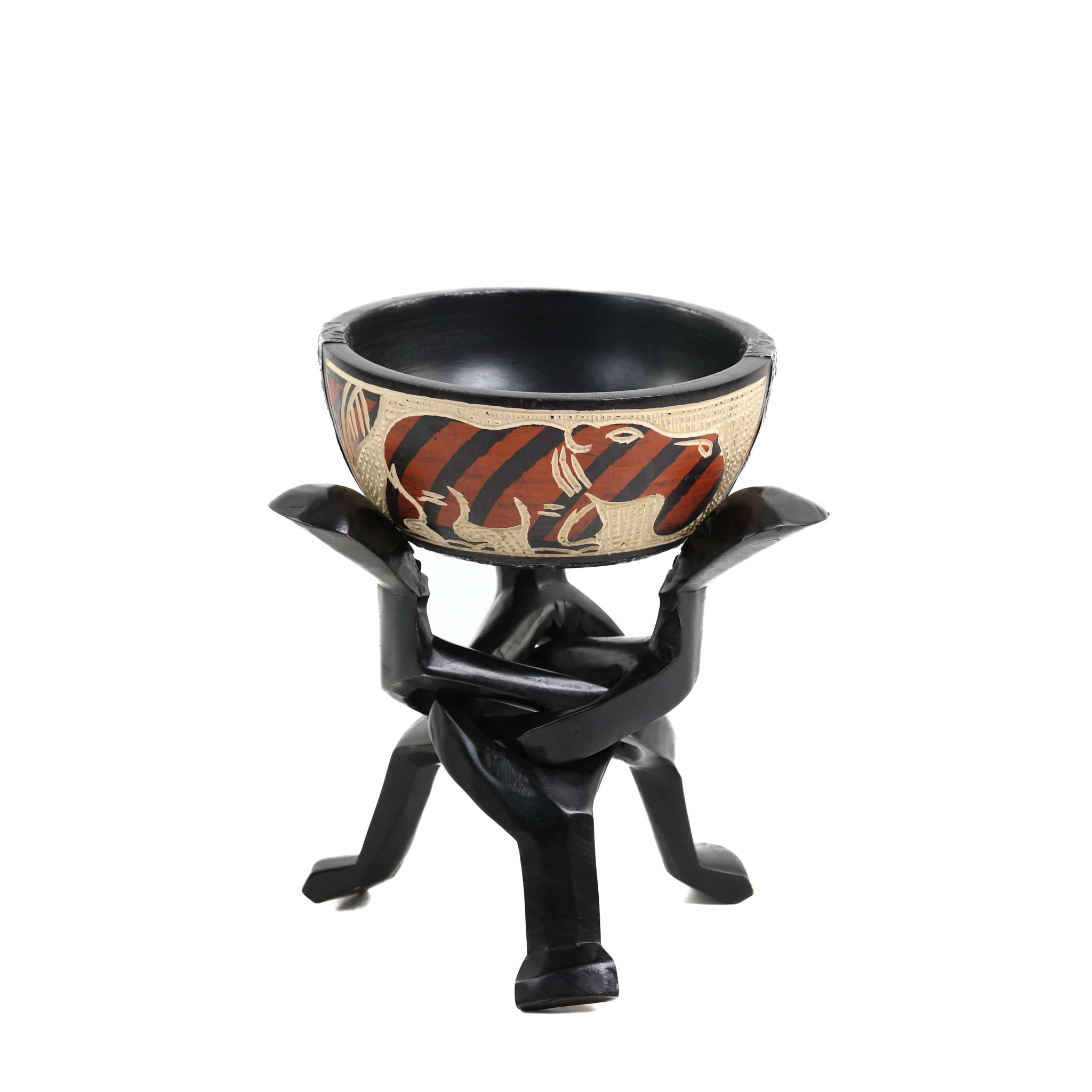 Orange Elephant & Hippo Carved Unity Bowl