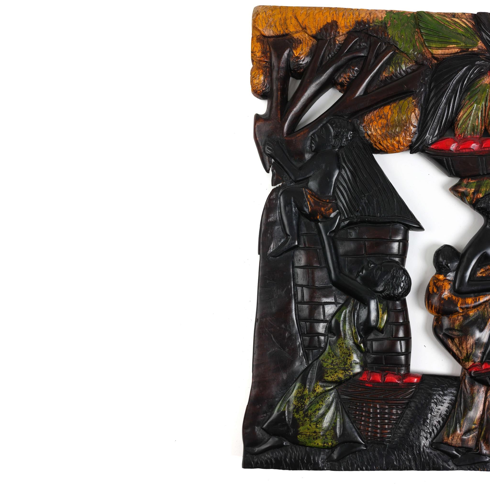 Hand-Carved Wall Art - African Village