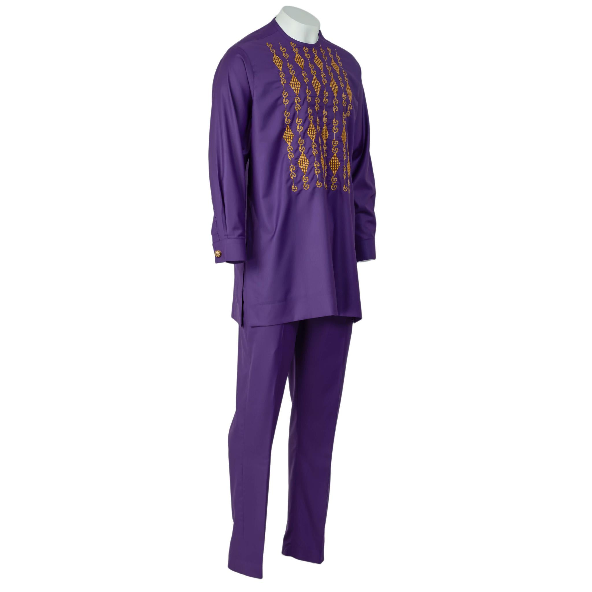 Purple & Gold Embroidered Senator Suit