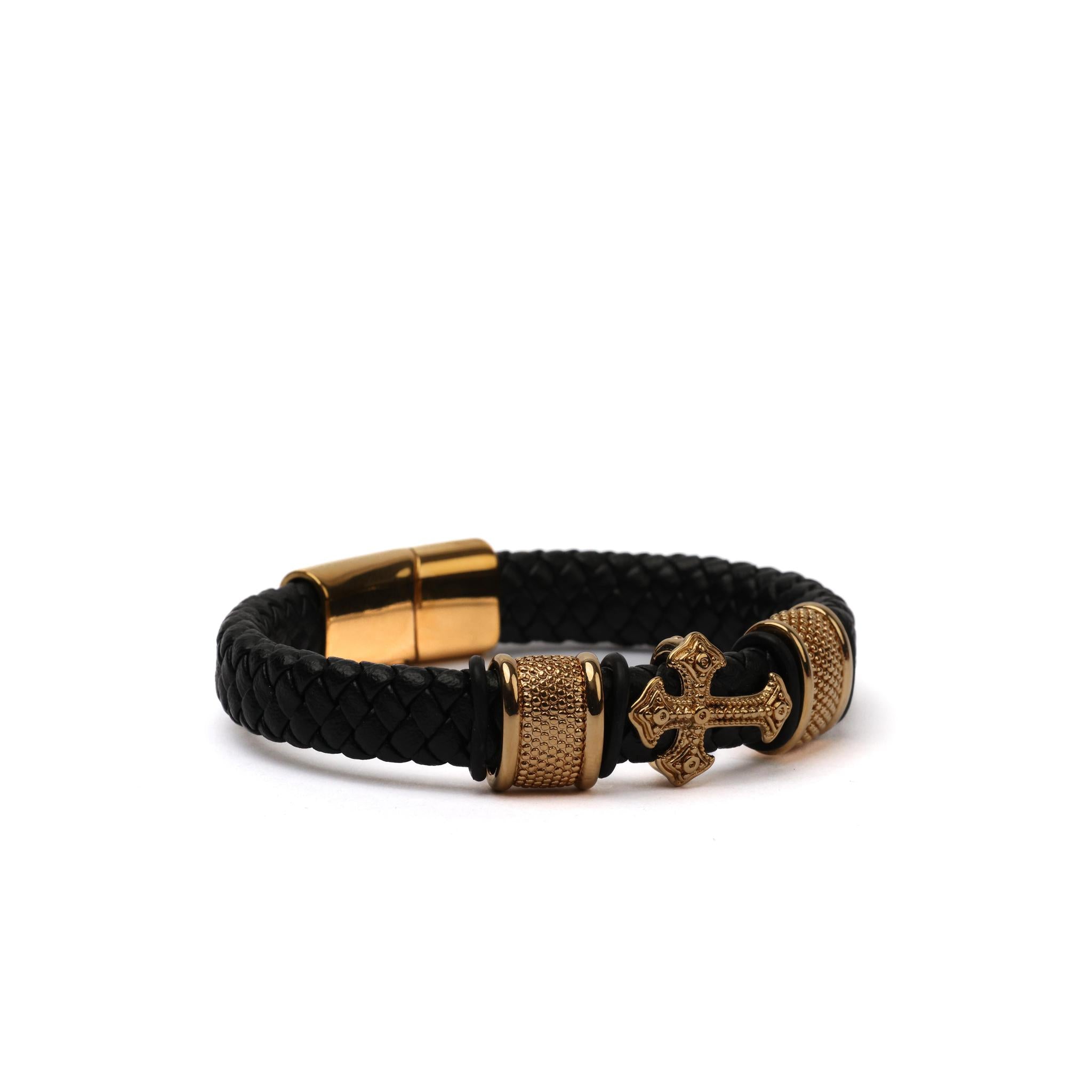 Cross - Braided Leather Bracelet