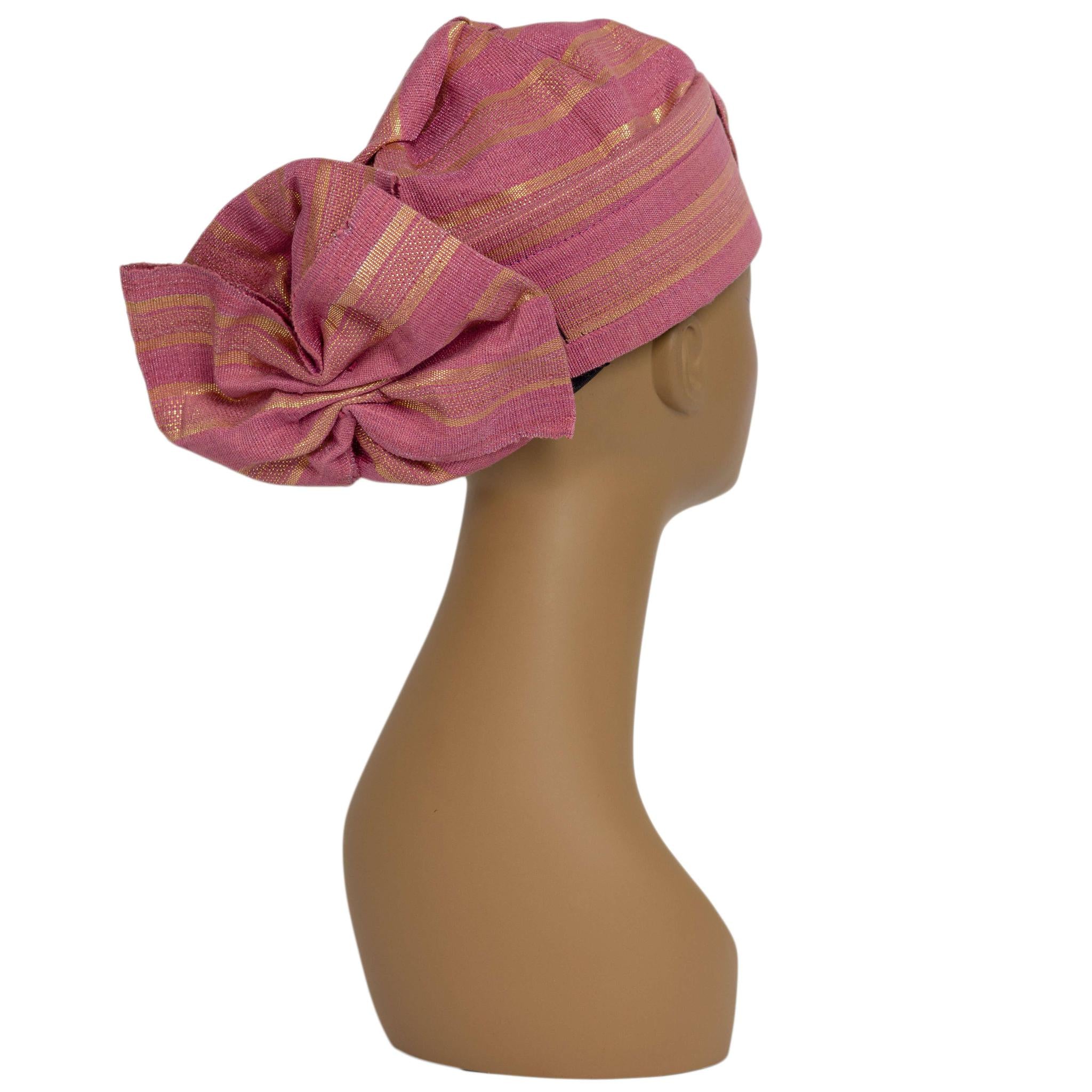 Pink & Gold Aso Oke Zara Cap Auto Gele