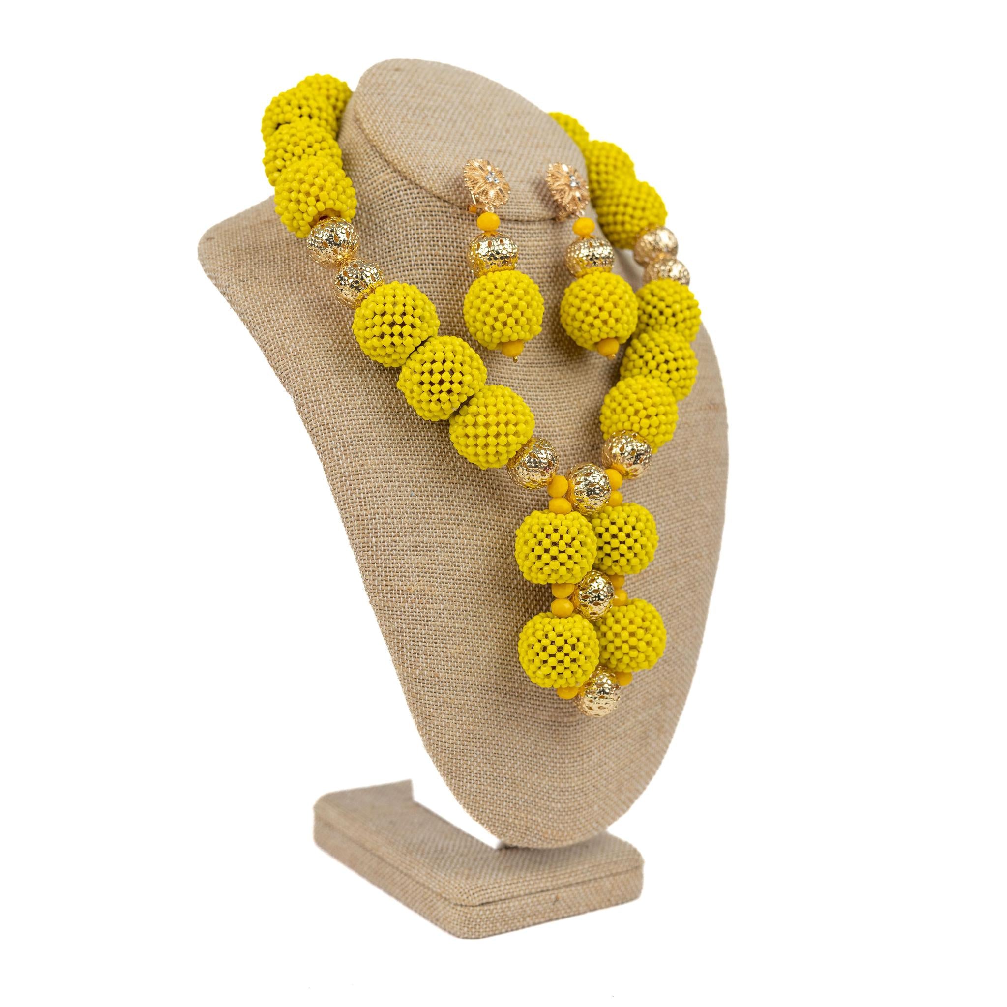 Yellow Sand Bead Jewelry Set