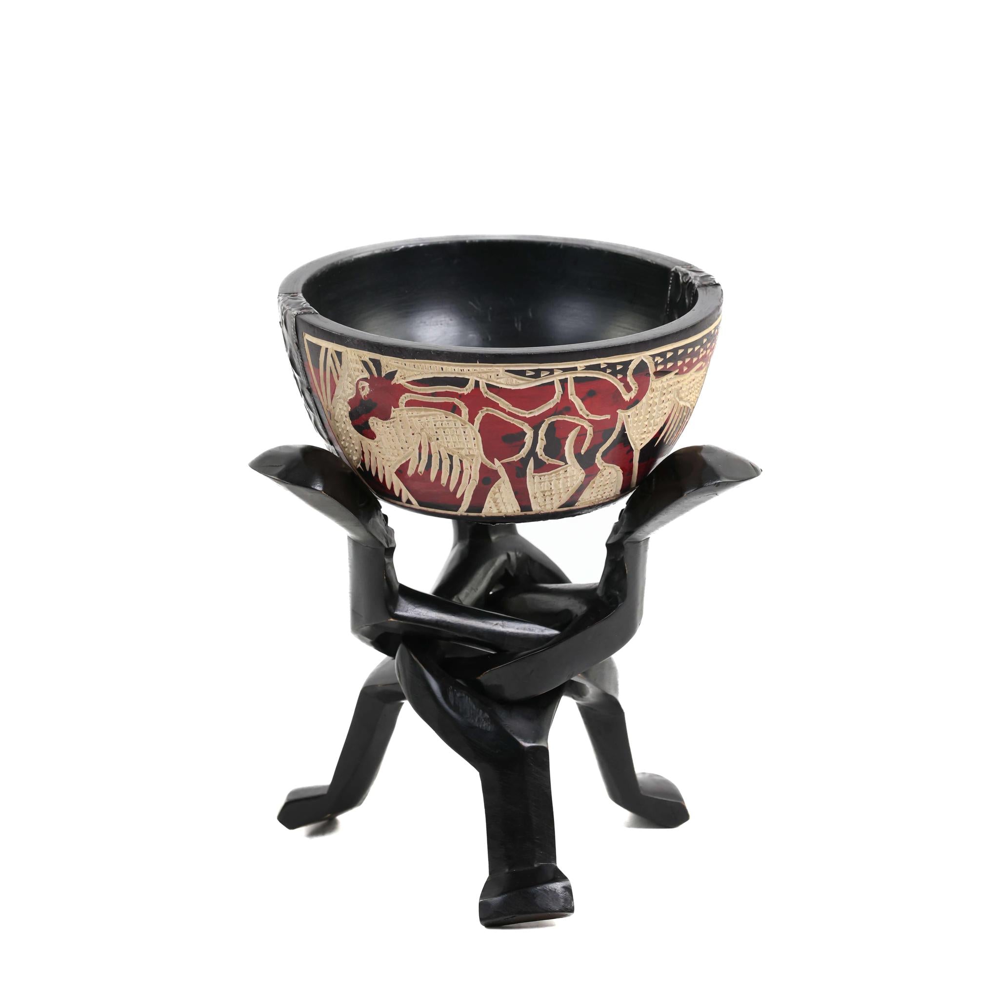 Red Lion & Giraffe Carved Unity Bowl