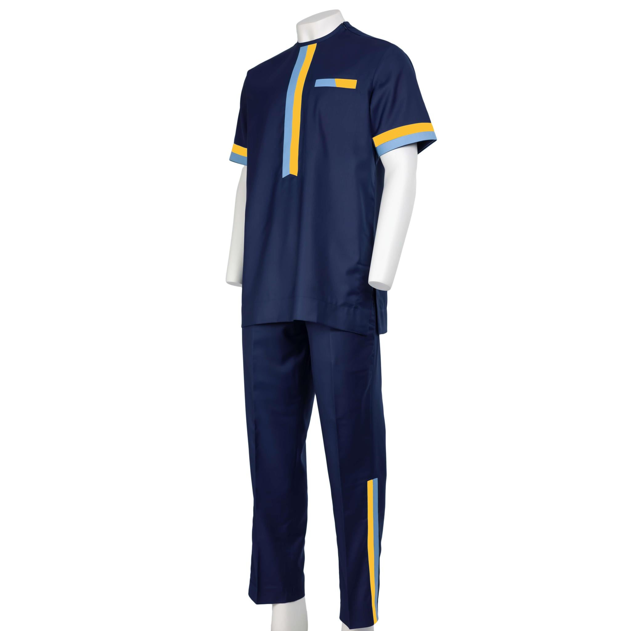 Blue Striped Pant Set