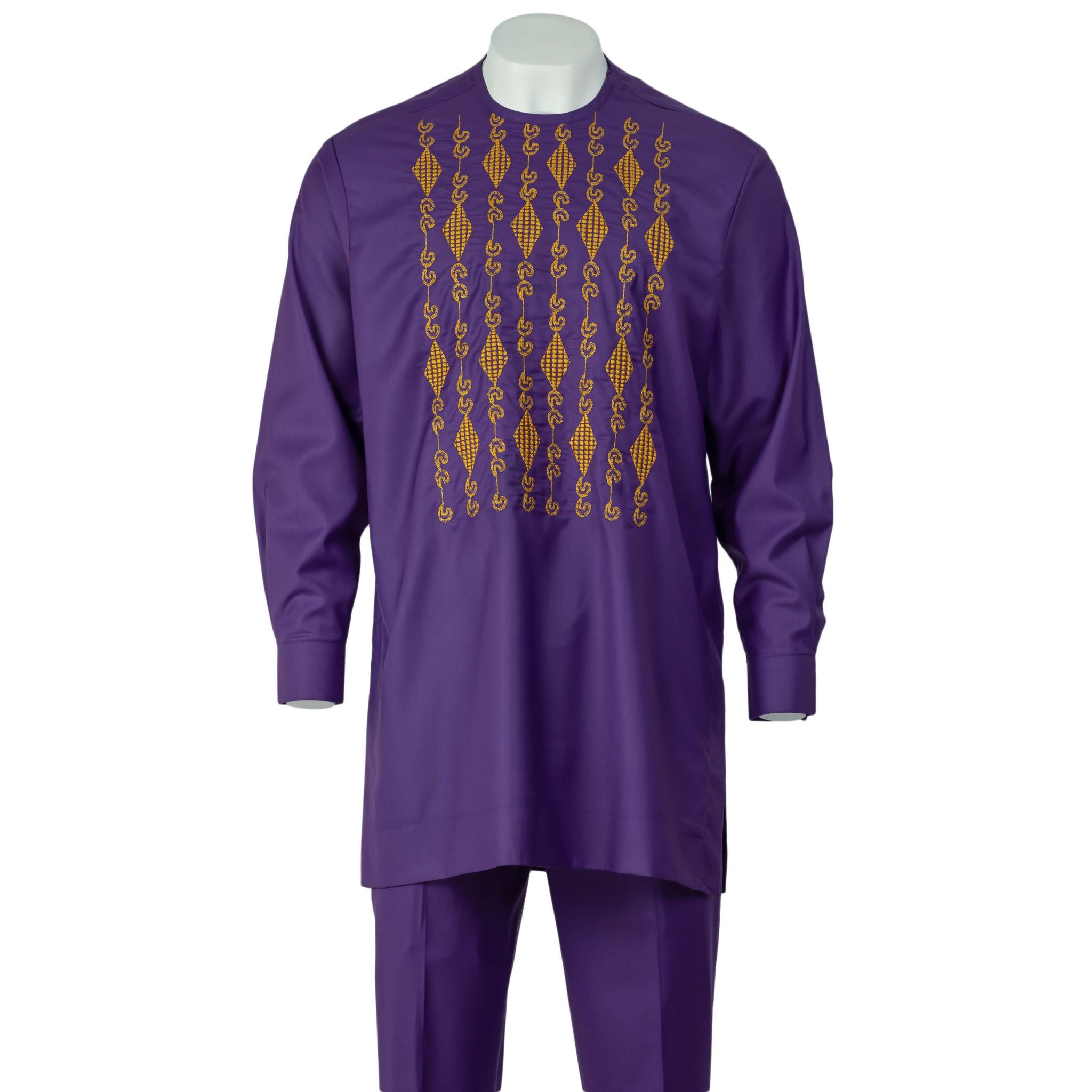 Purple & Gold Embroidered Senator Suit