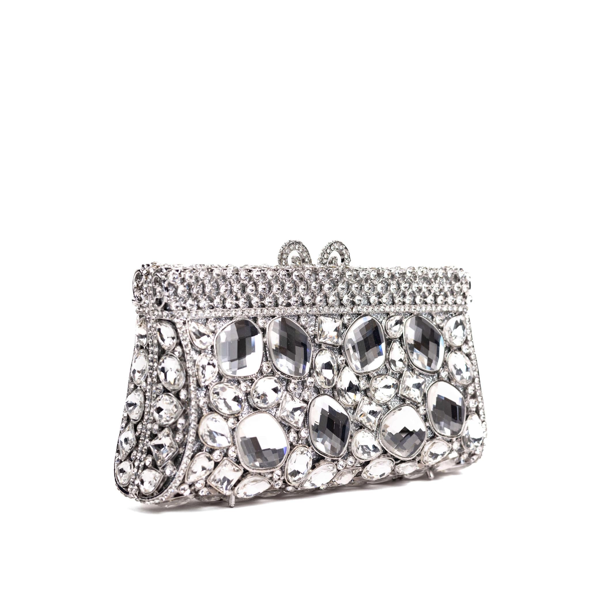 Silver Luminous Fusion Rhinestone Clutch Purse