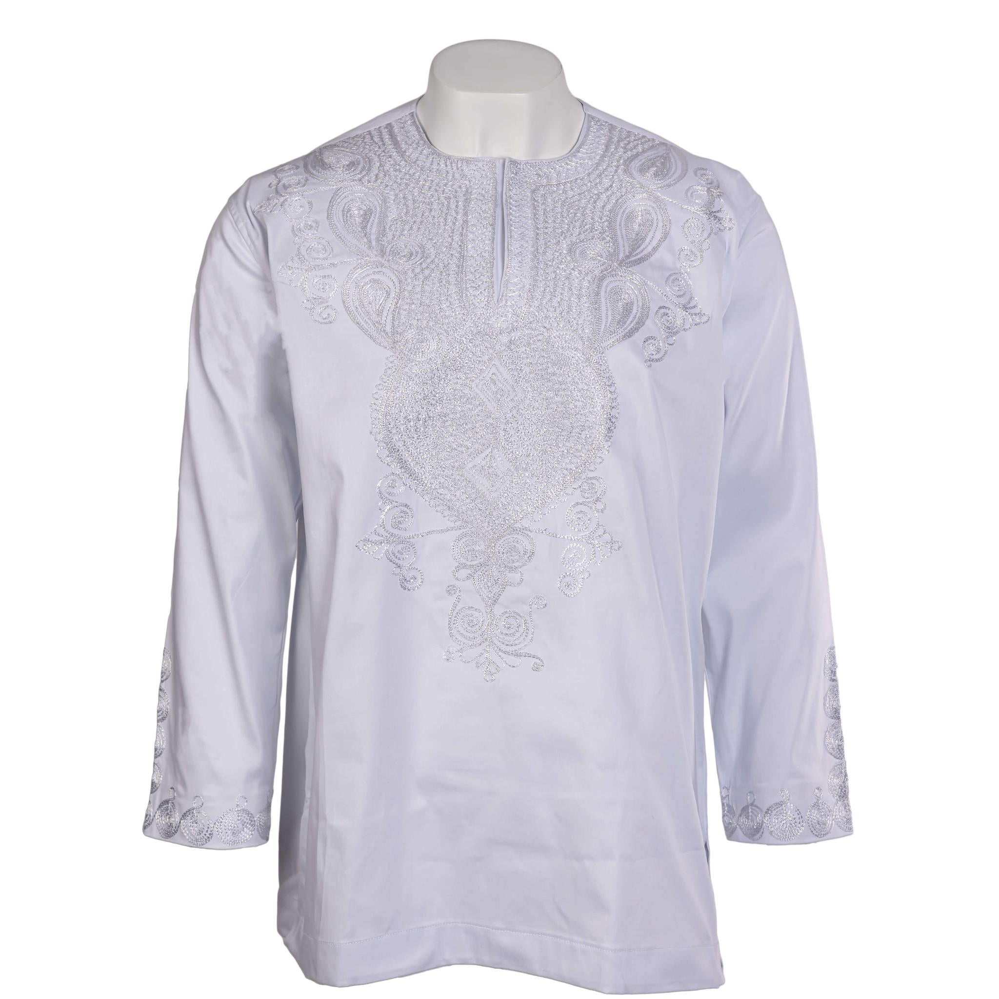 White Embroidered Long Sleeve Top