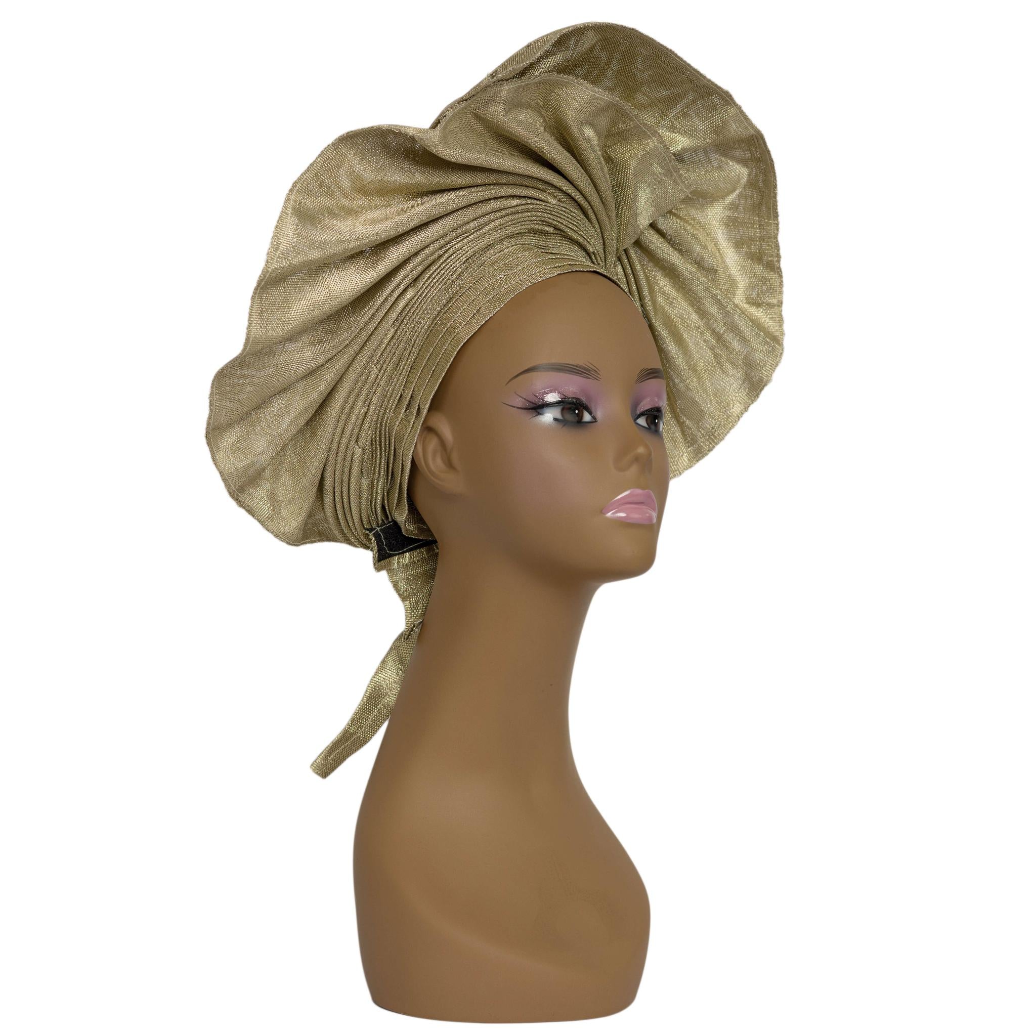 Gold Aso Oke Auto Gele