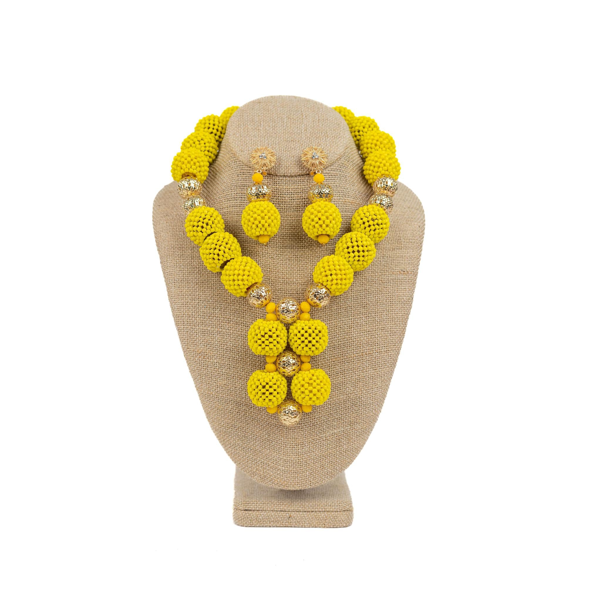 Yellow Sand Bead Jewelry Set