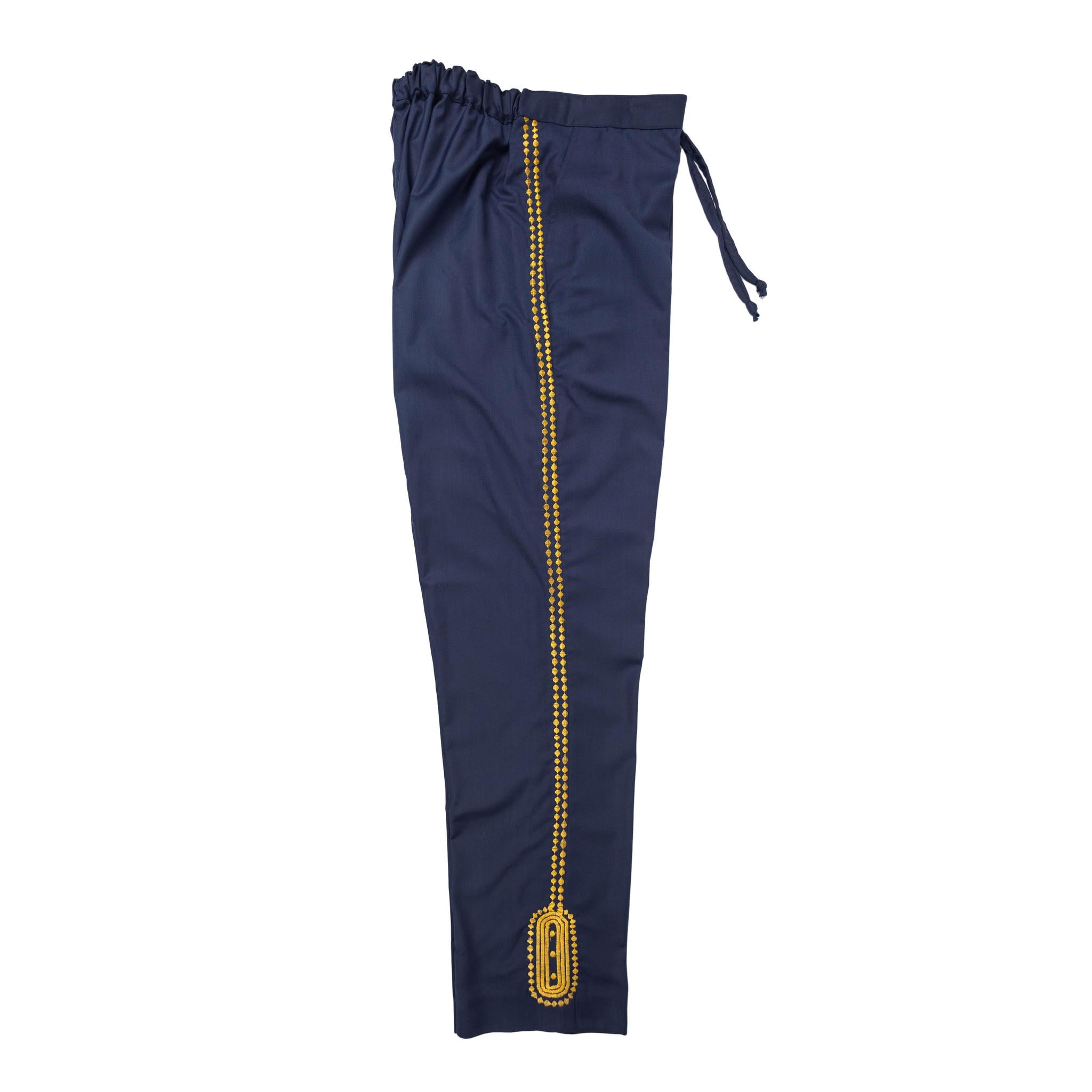 Navy Blue With Gold Embroidery Suit