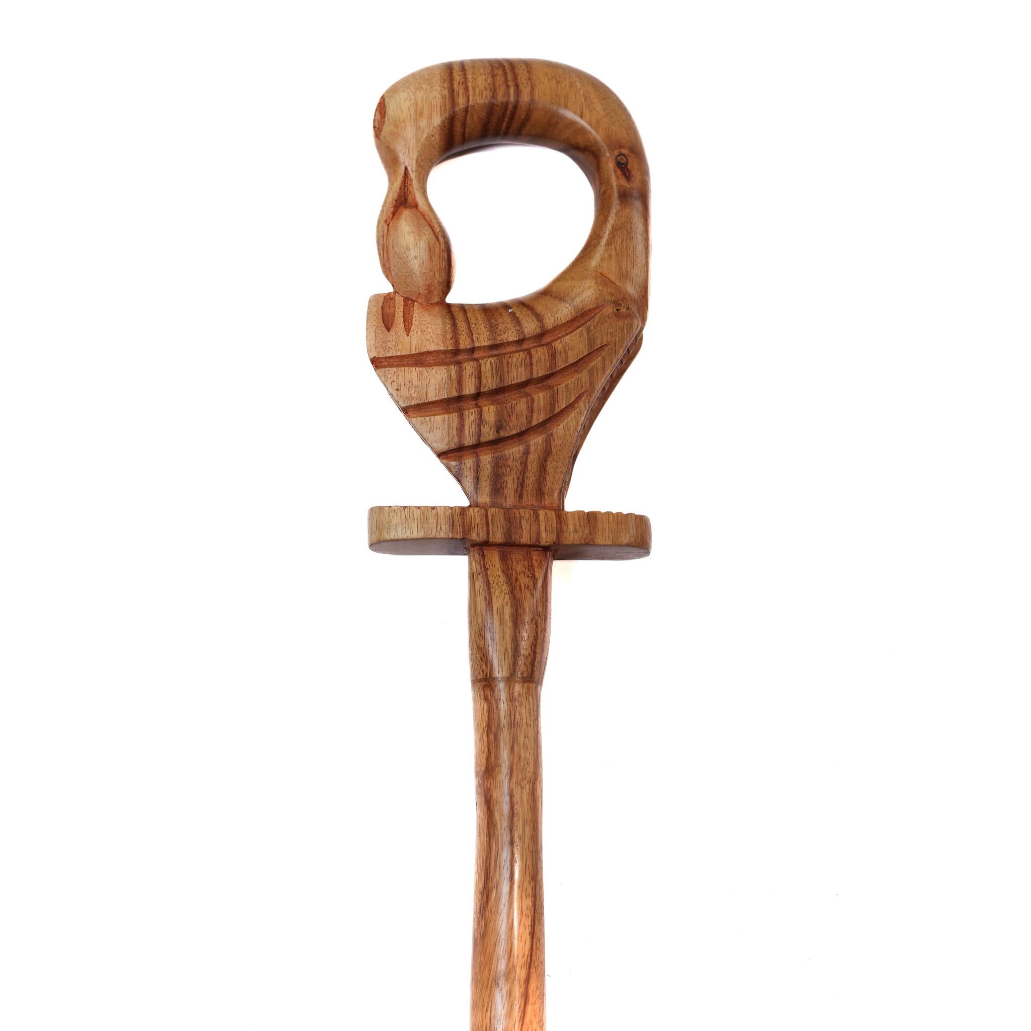 Hand-Carved Ghanaian Walking Stick Features Sankofa Symbol for Strength and Heritage