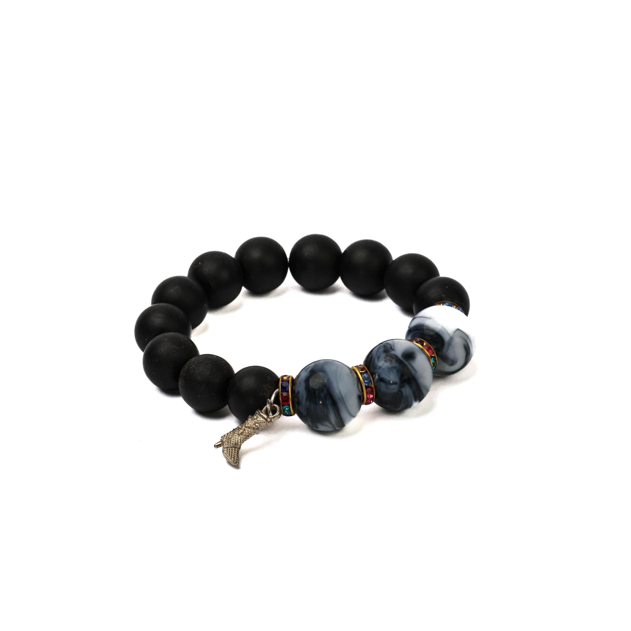 Black & White Recycled Ghanaian Bead Bracelet