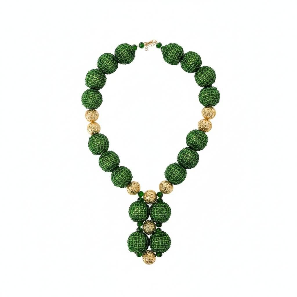 Green Sand Bead Jewelry Set