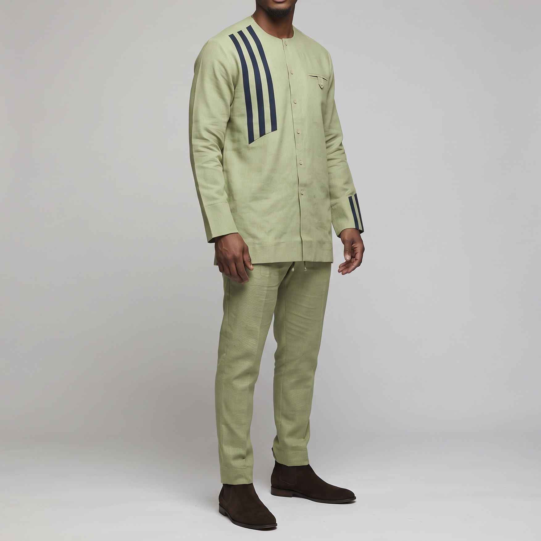 Sage Green Men's Linen Senator Set