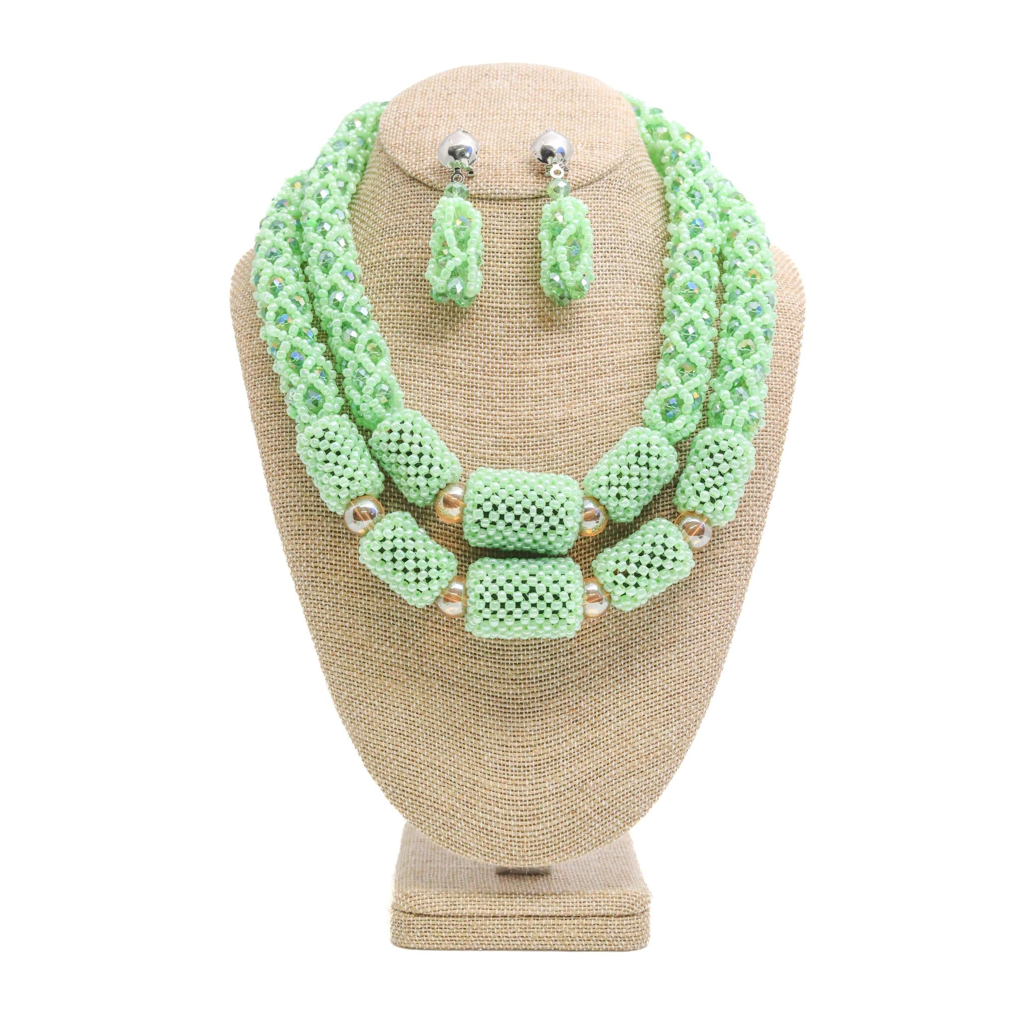 Two Step Cool Mint Green Beaded Necklace