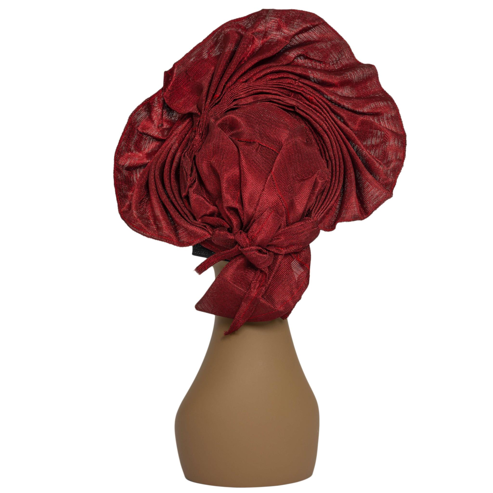 Maroon Aso Oke Auto Gele