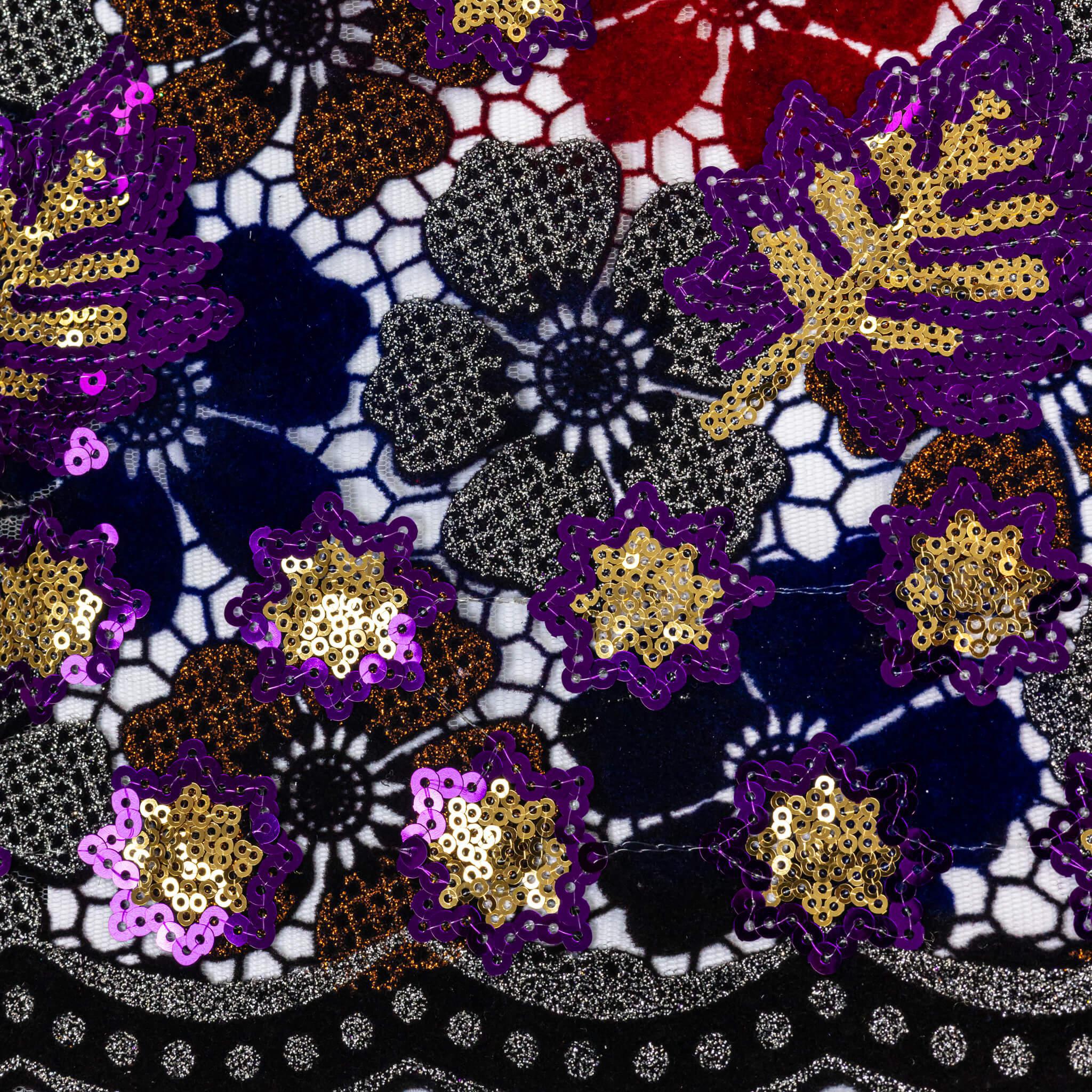 Black, Red & Purple Multi Sequin Lace