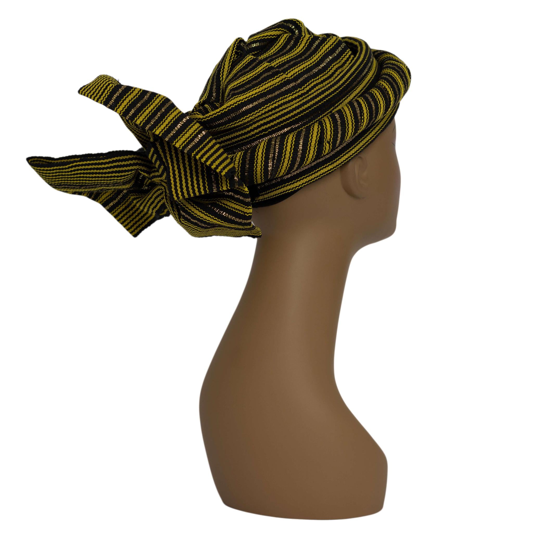Black & Yellow Aso Oke Zara Cap Auto Gele