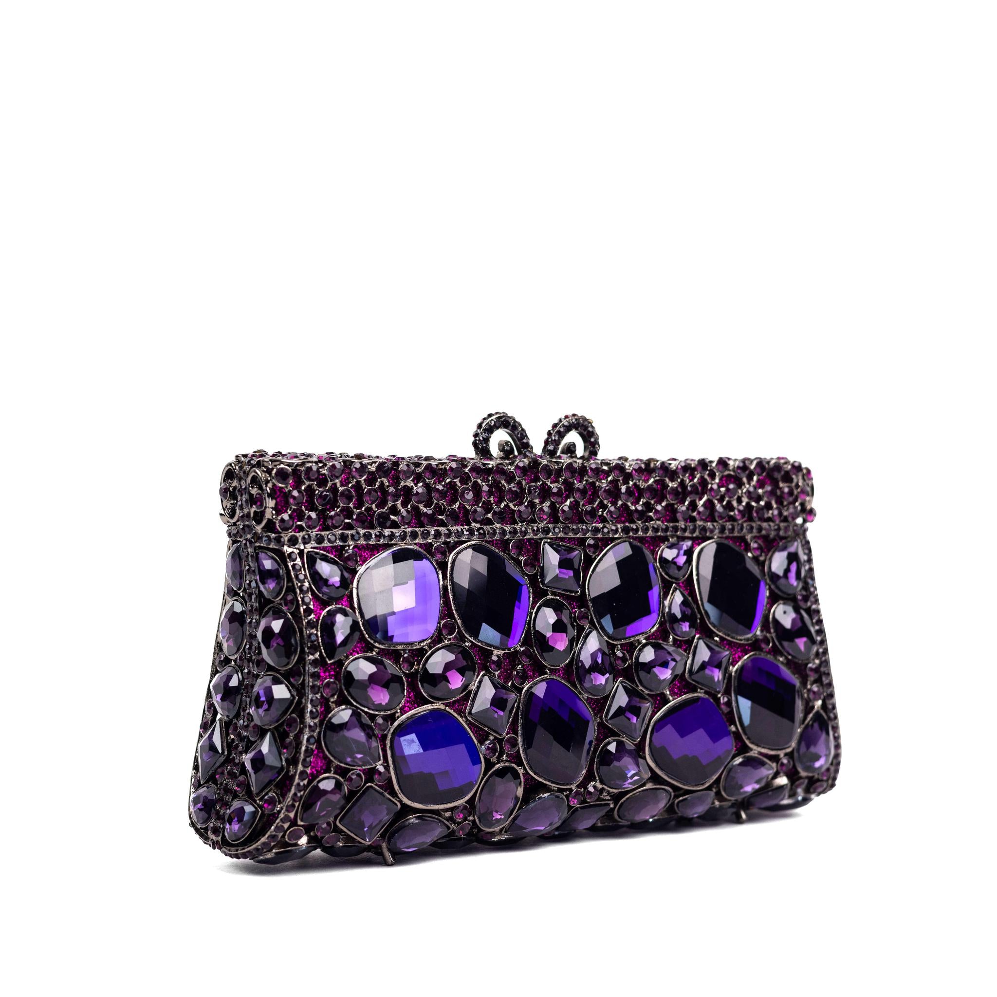 Purple Luminous Fusion Rhinestone Clutch Purse