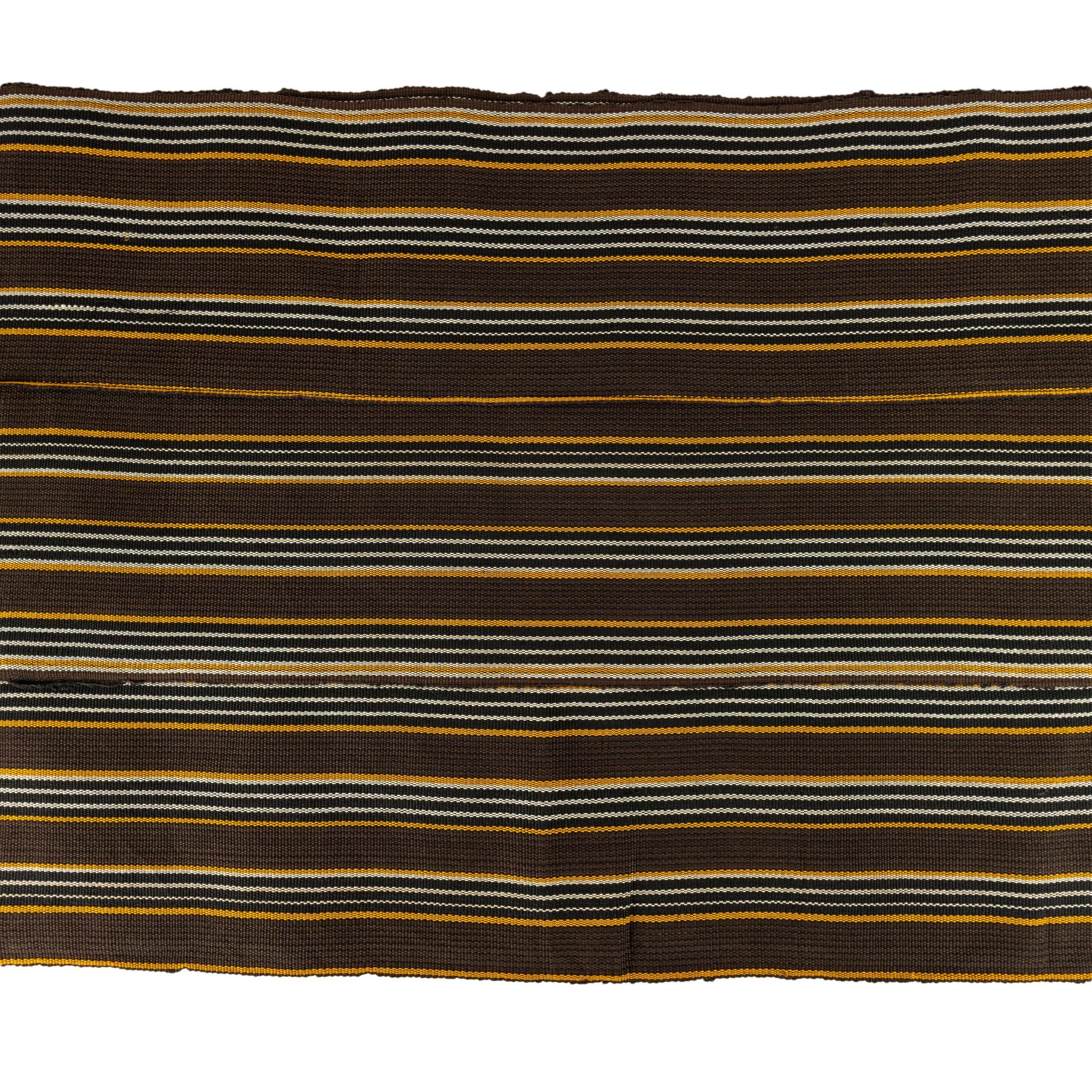 Aso Oke Gele - Headwear - Brown, Gold & White (Cotton)