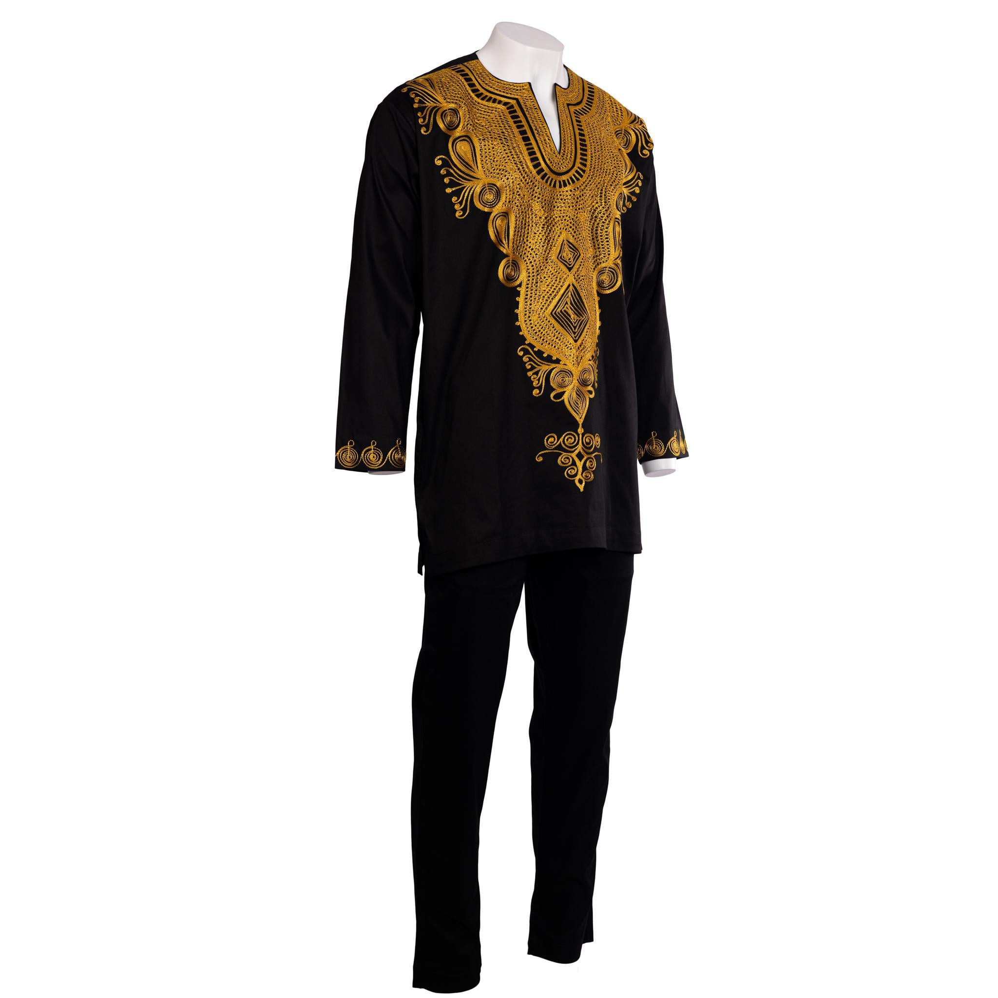 Black & Gold Embroidered Two-Piece Suit