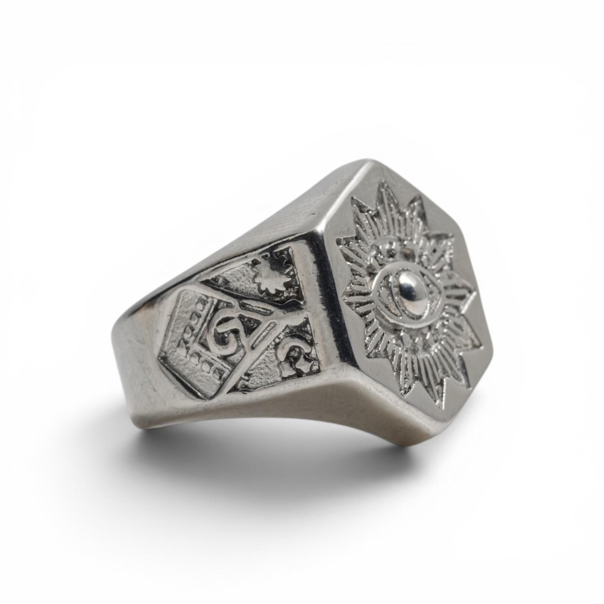 All-Seeing Eye & Masonic Square Men's Ring