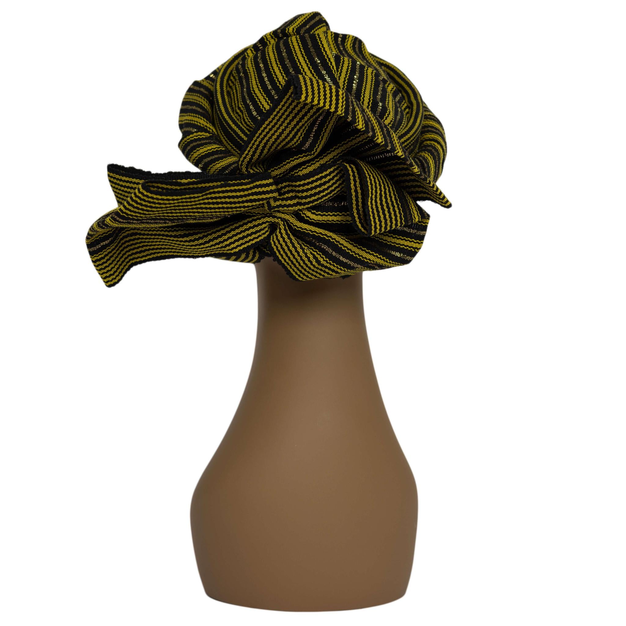 Black & Yellow Aso Oke Zara Cap Auto Gele