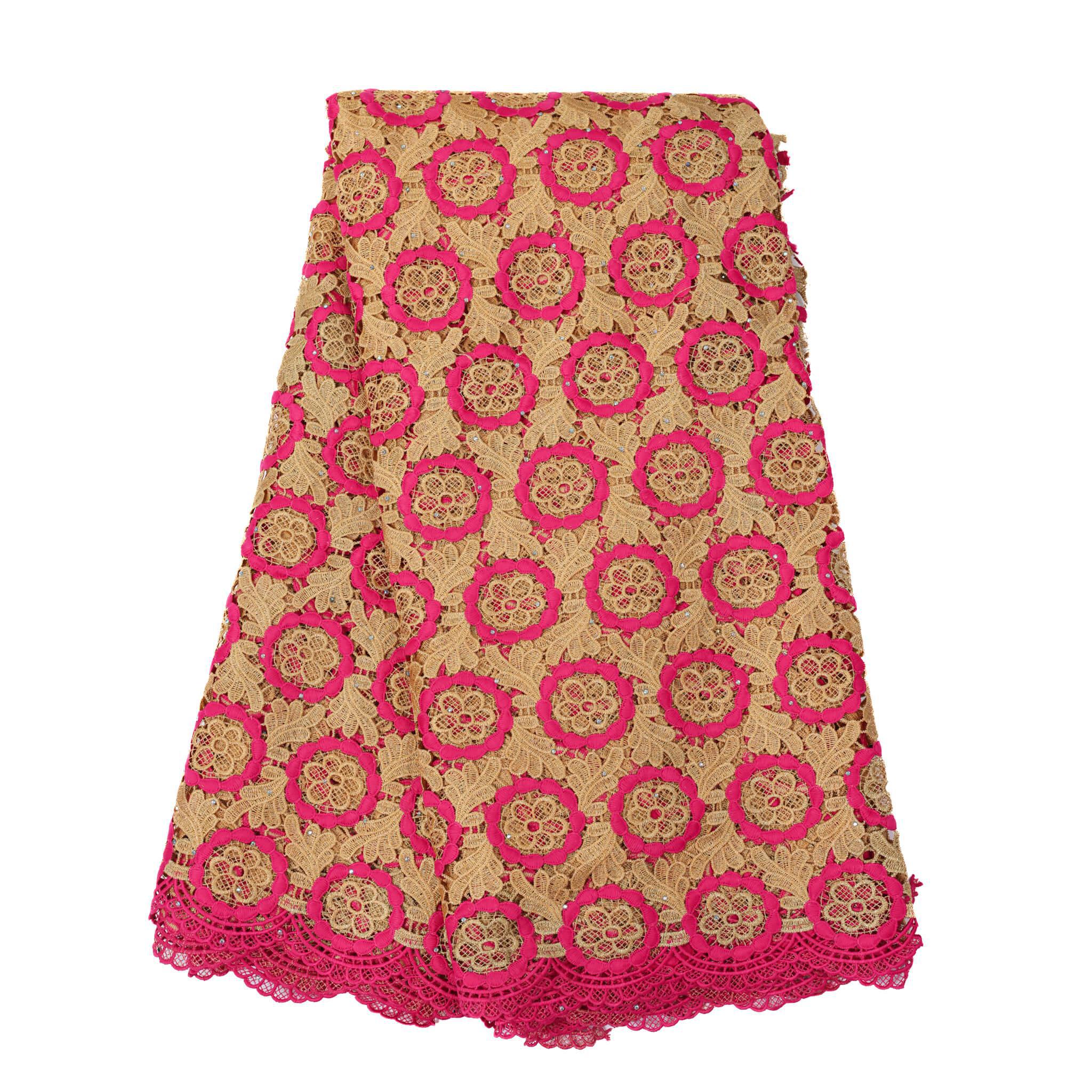 Gold and Pink Guipure/Cod Lace