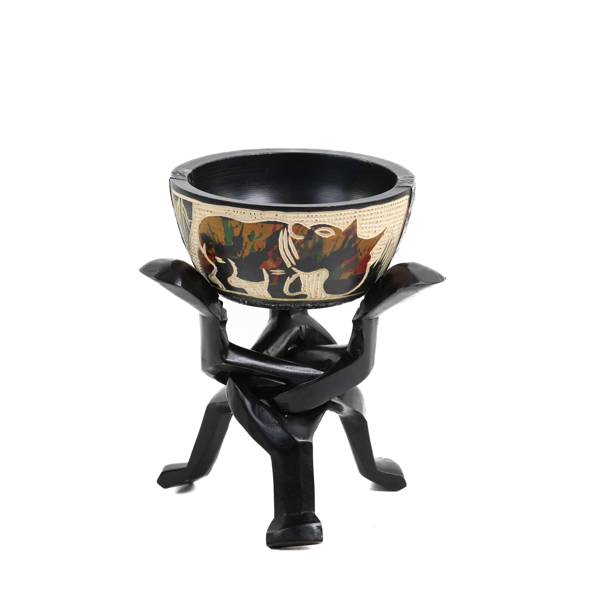 Multi-Colored Turtle & Rhino Carved Unity Bowl