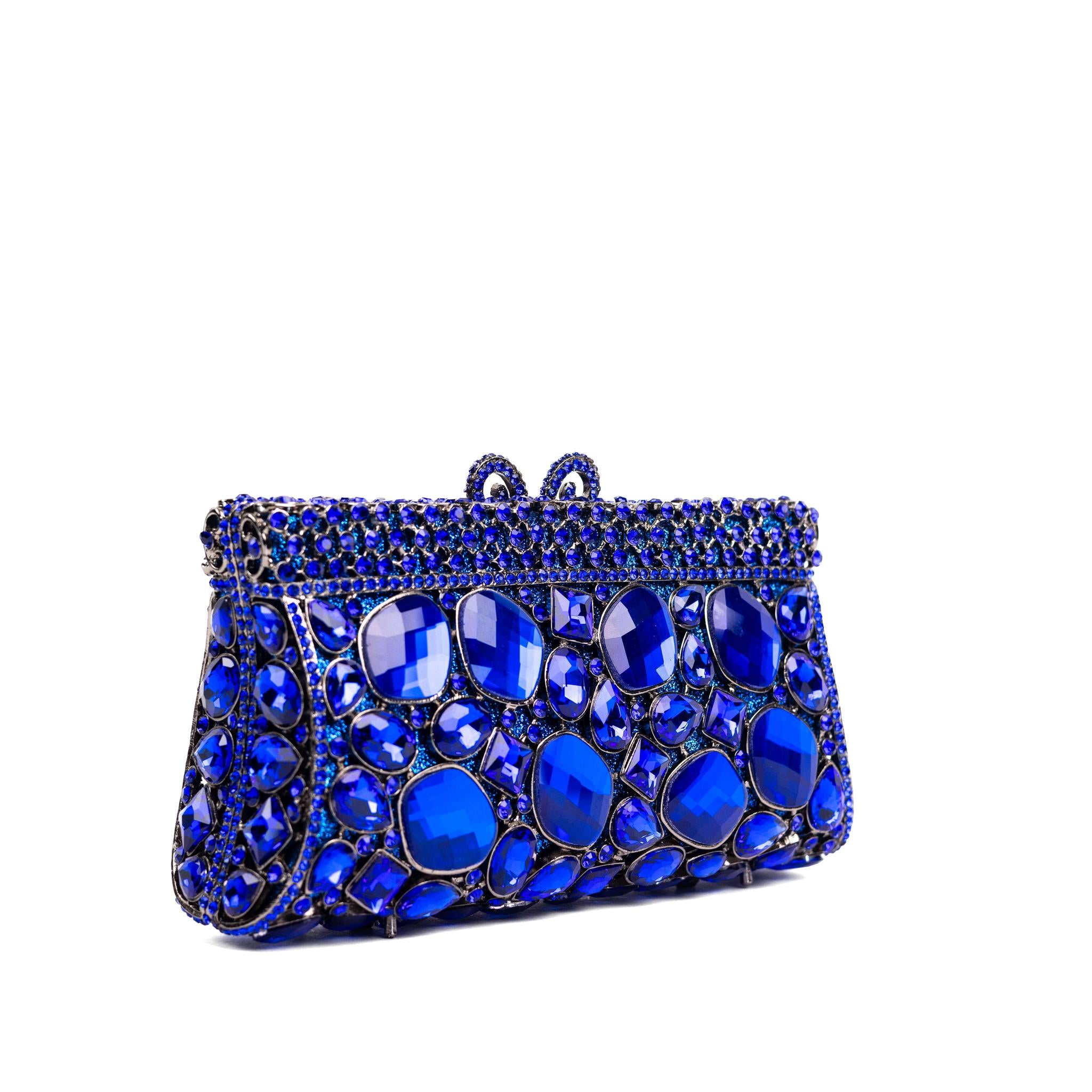 Blue Luminous Fusion Rhinestone Clutch Purse