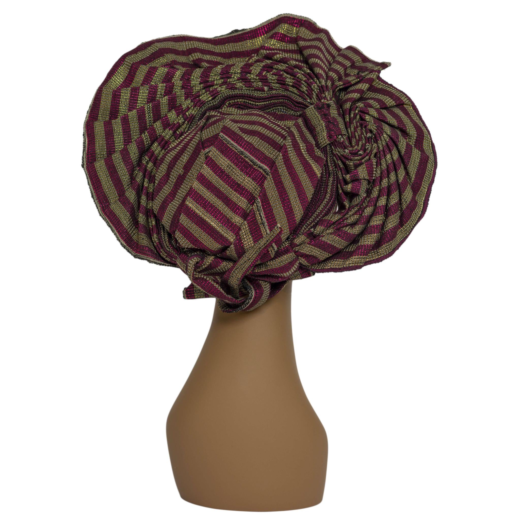 Pink & Gold Aso Oke Auto Gele