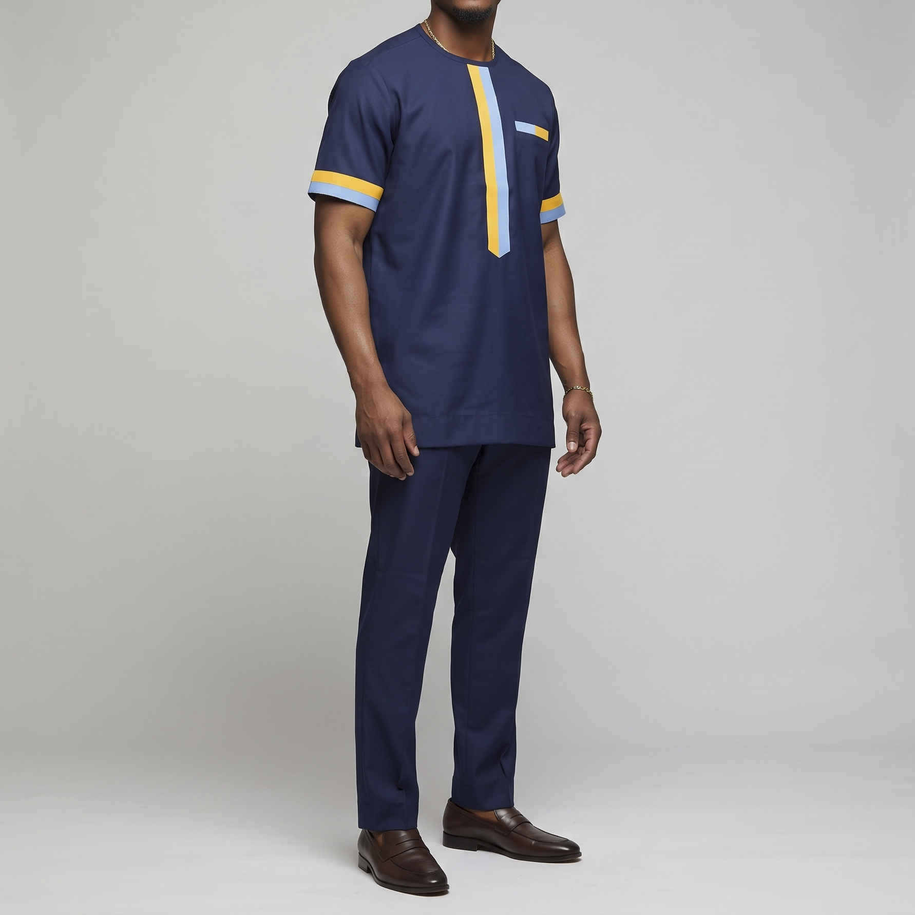 Blue Striped Pant Set