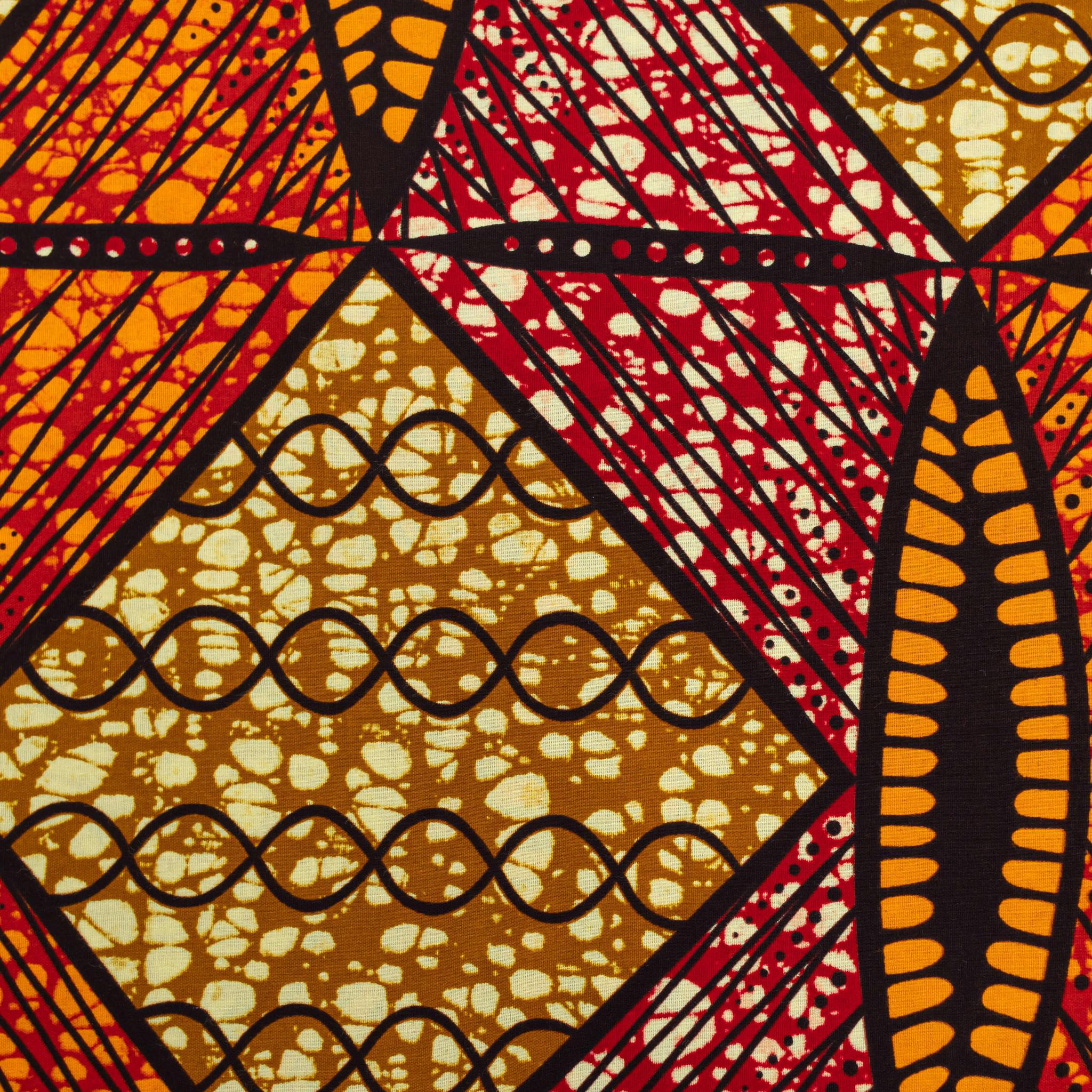 Yellow, Orange & Wine Wax Pint Fabric - 6 Yards