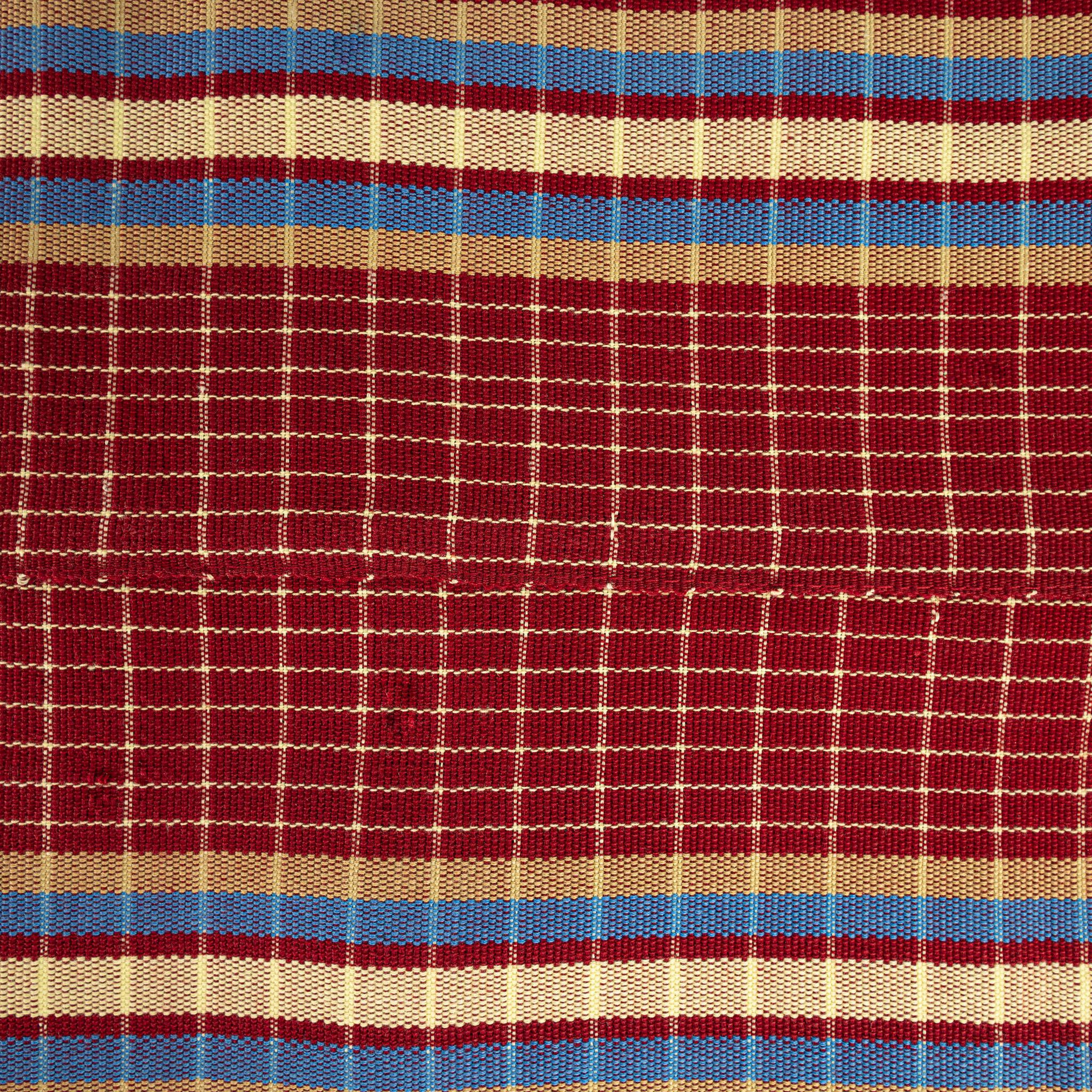 Aso Oke Gele - Head tie - Red, Gold & Blue (Cotton)