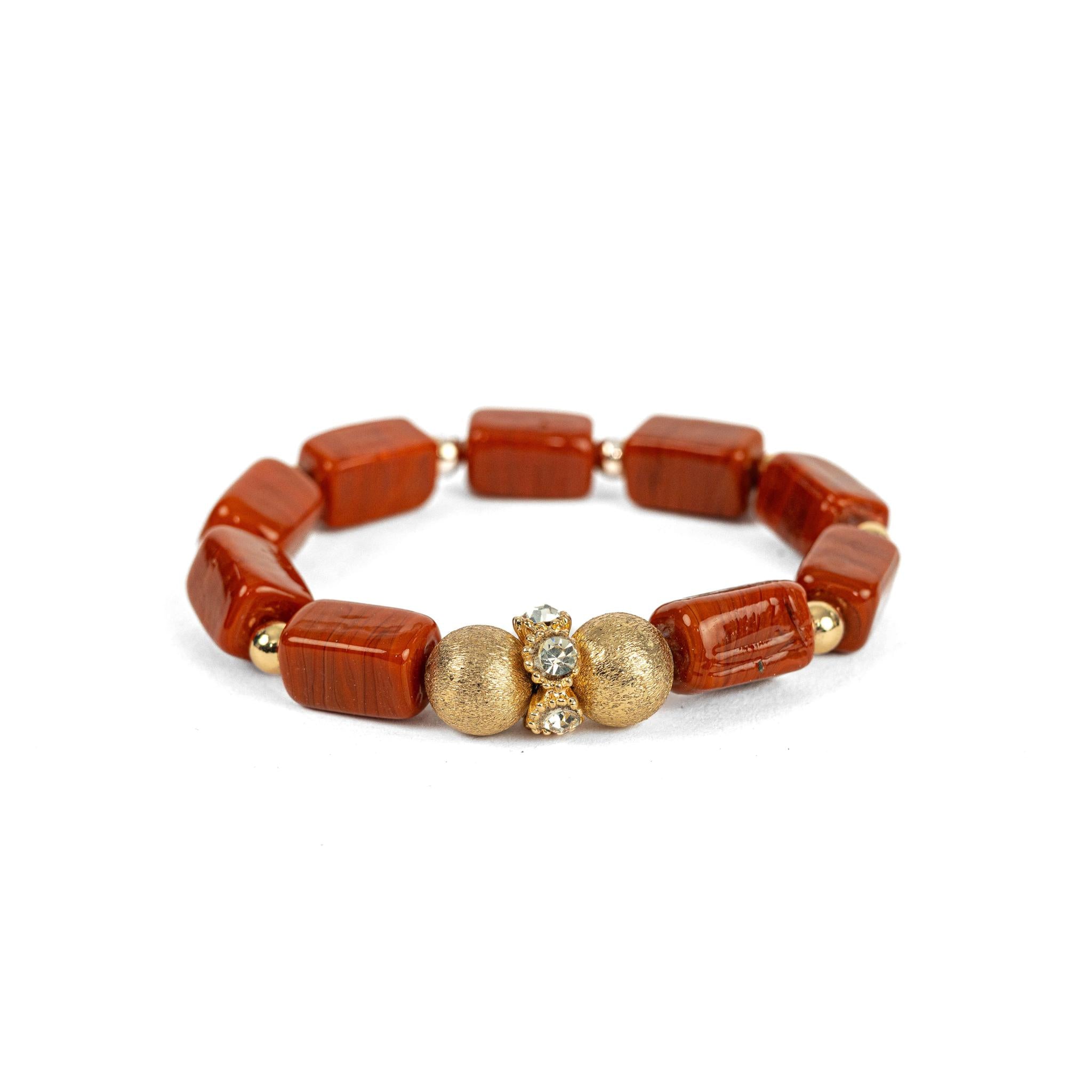 Ceramic Three Row Coral Bead Choker Women Set