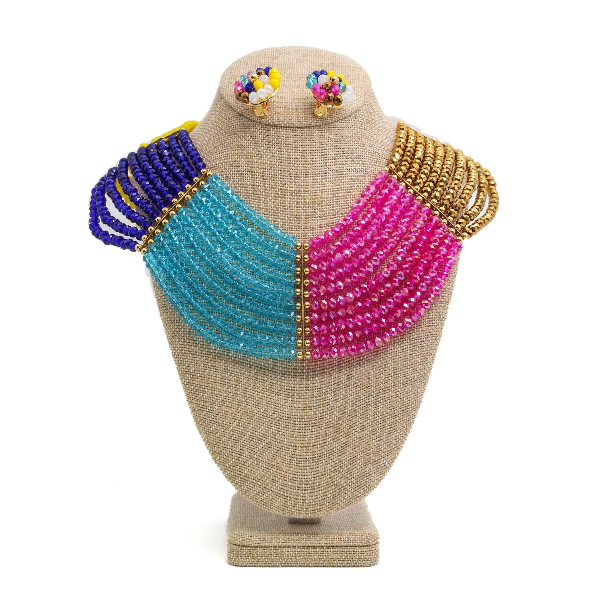 Multi-Colored Beaded Necklace Set