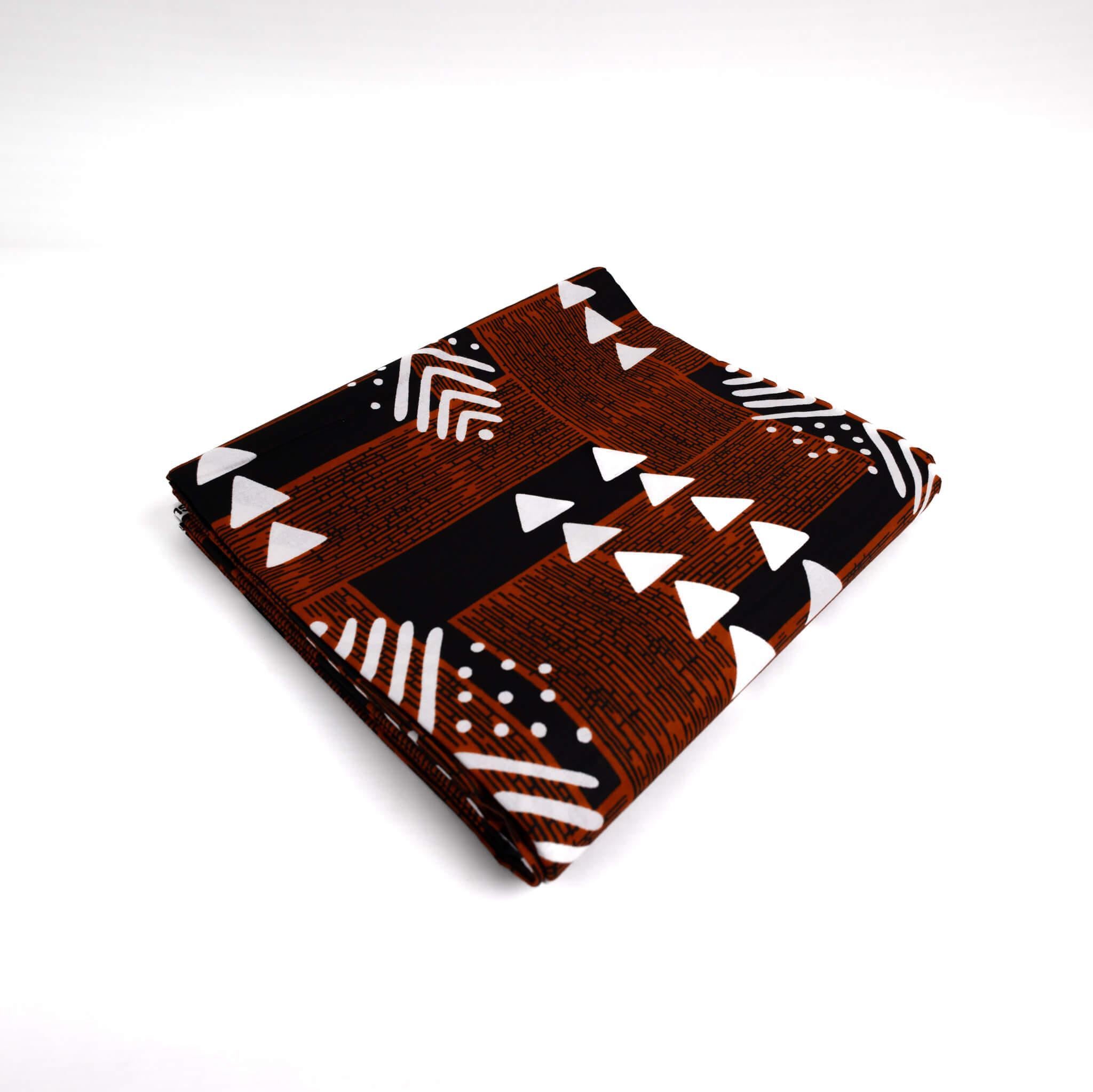"Earthen Arrows" Rust & Black Geometric African Wax Print (Ankara) – 6 Yards