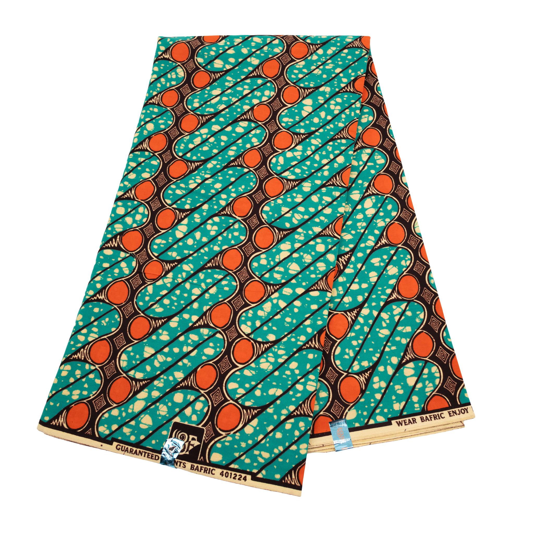 Green & Orange Wax Pint Fabric - 6 Yards