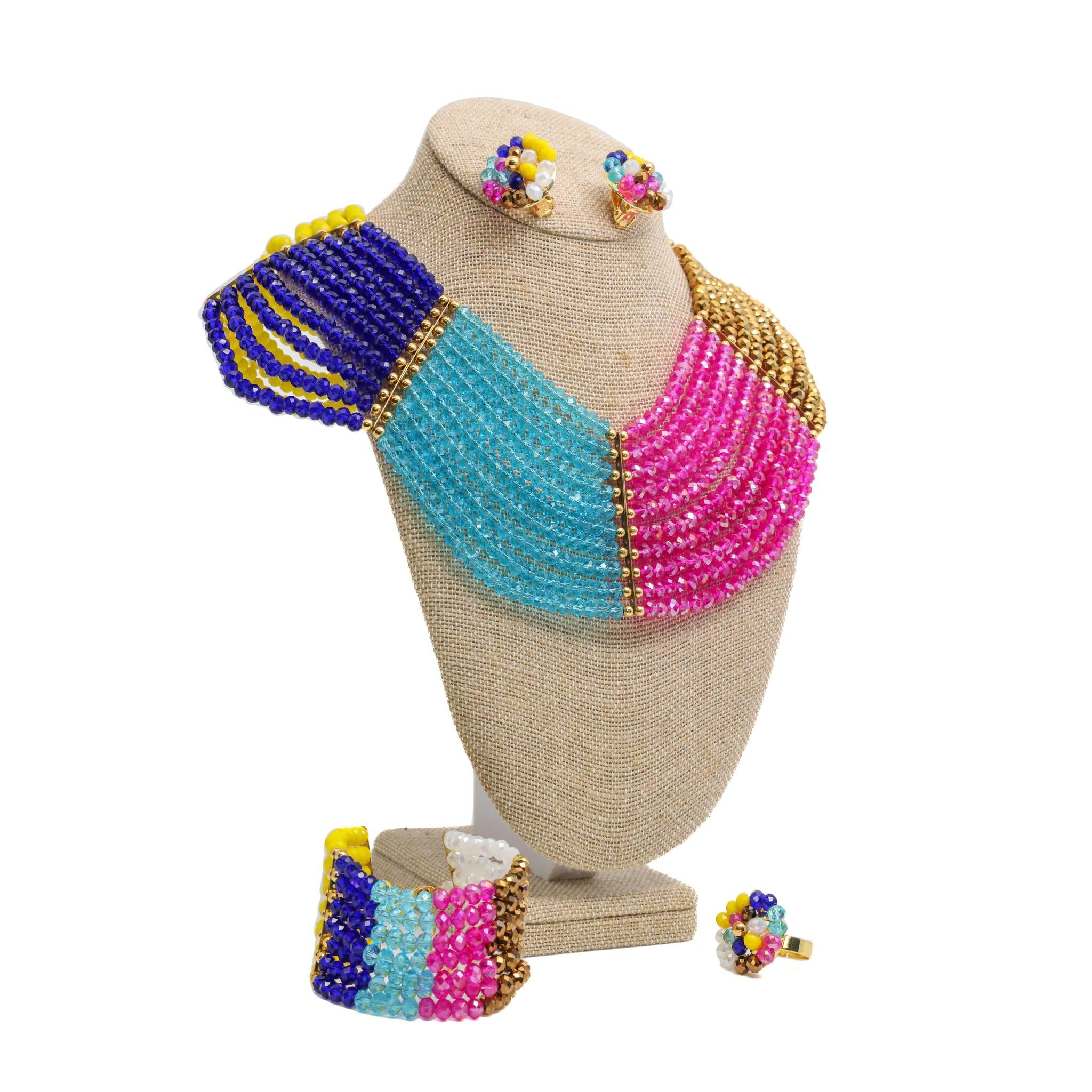 Multi-Colored Beaded Necklace Set