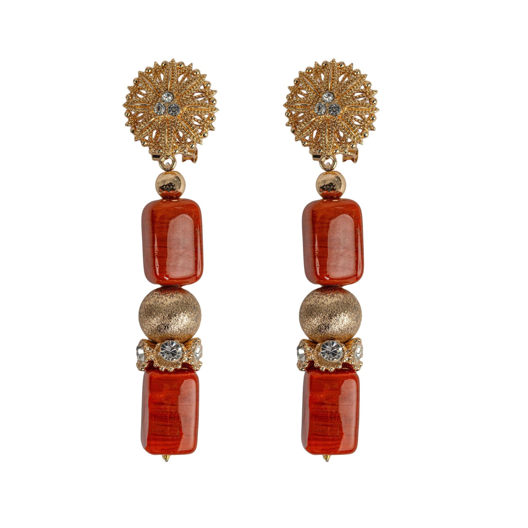 Ceramic Three Row Coral Bead Choker Women Set