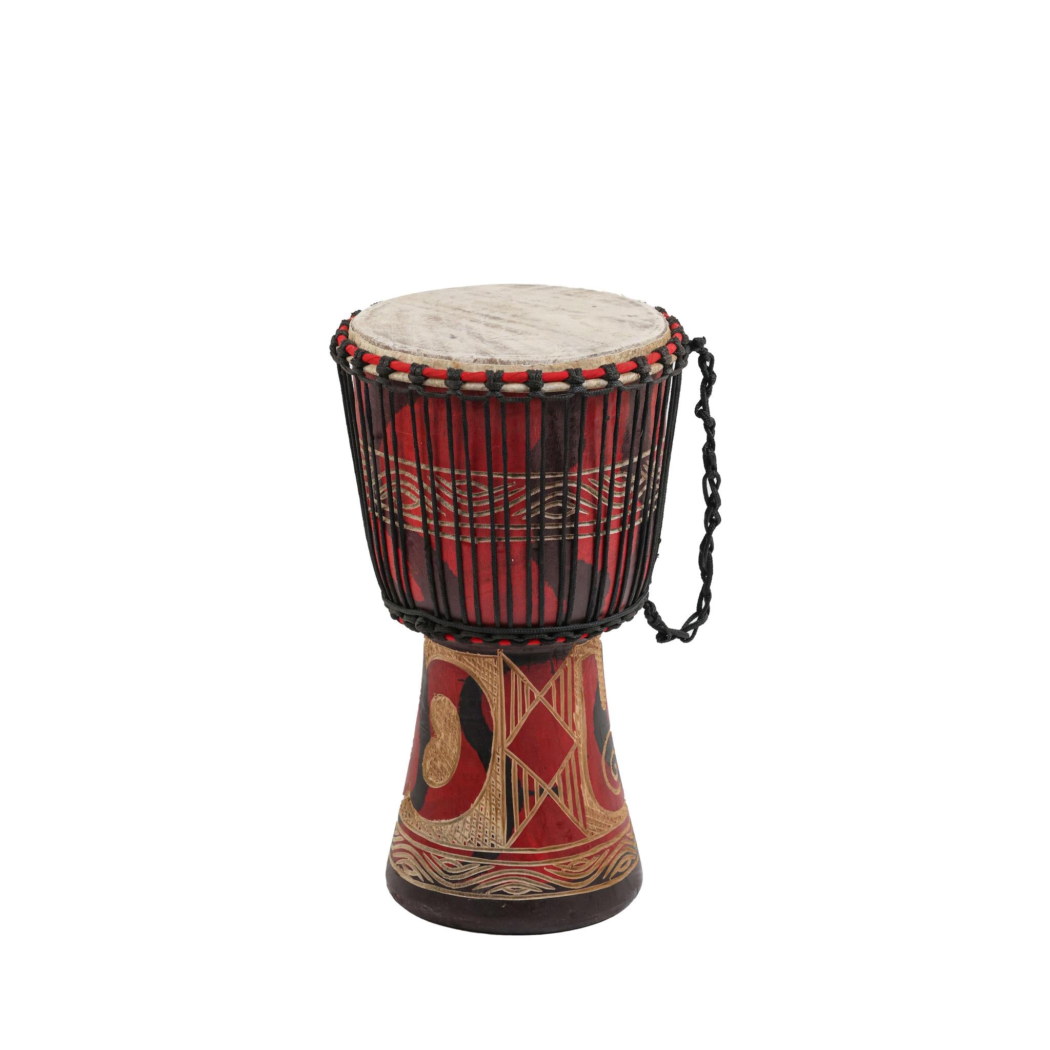 Nyame Biribi Wo Soro Wood Carving - Djembe Drum - Small
