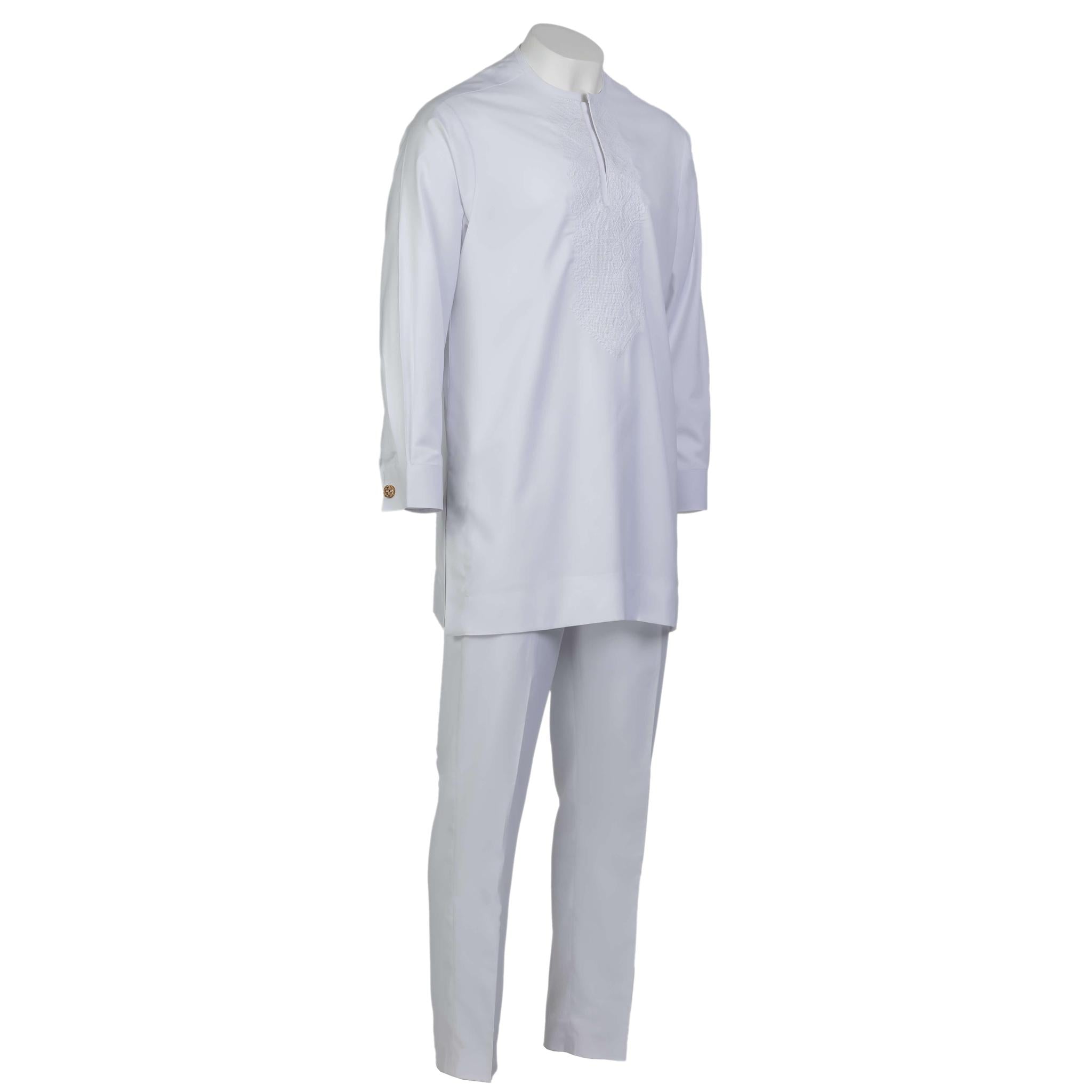 White Suit with White Monogram Embroidery