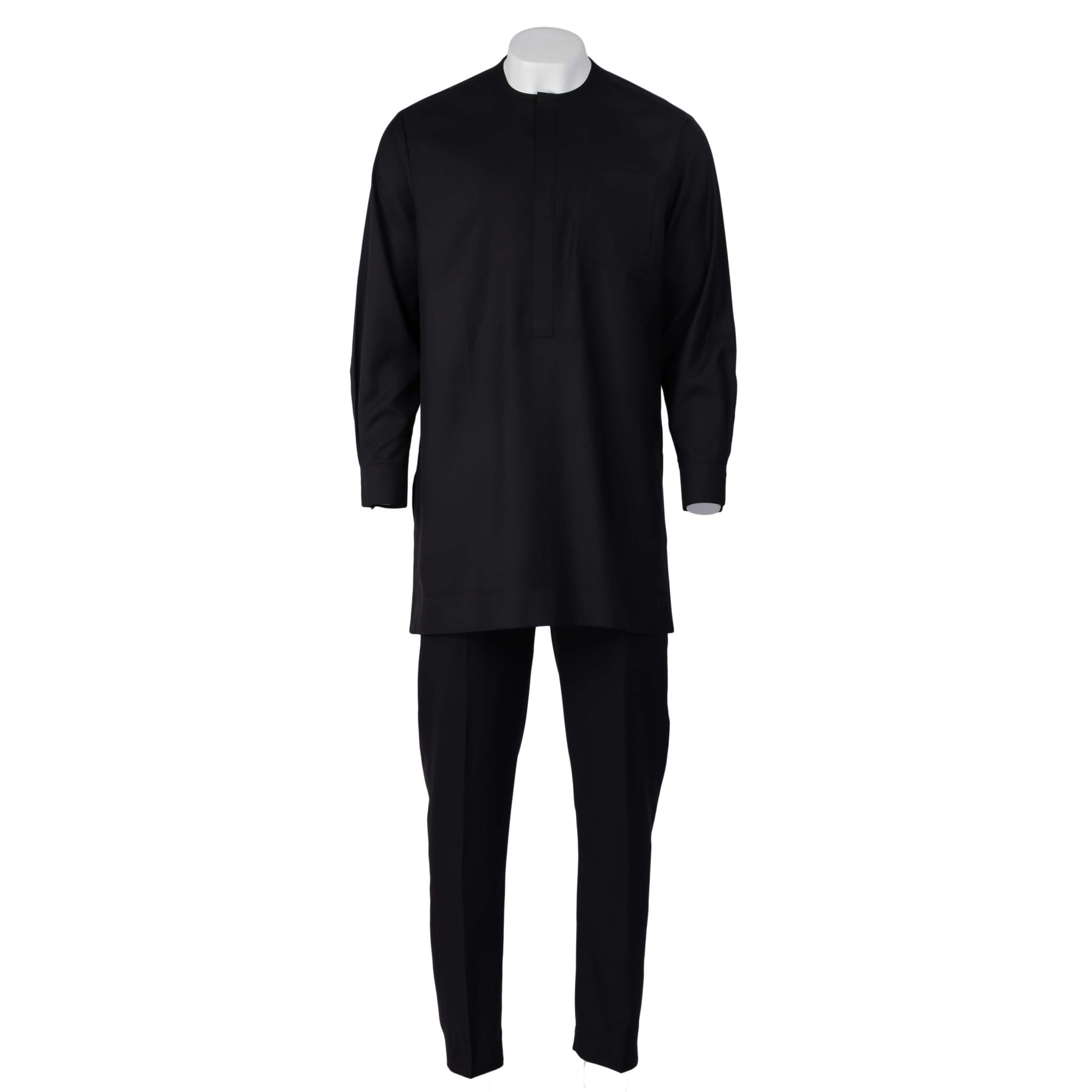 Black with Gold Monogram Embroidery Men's Agbada