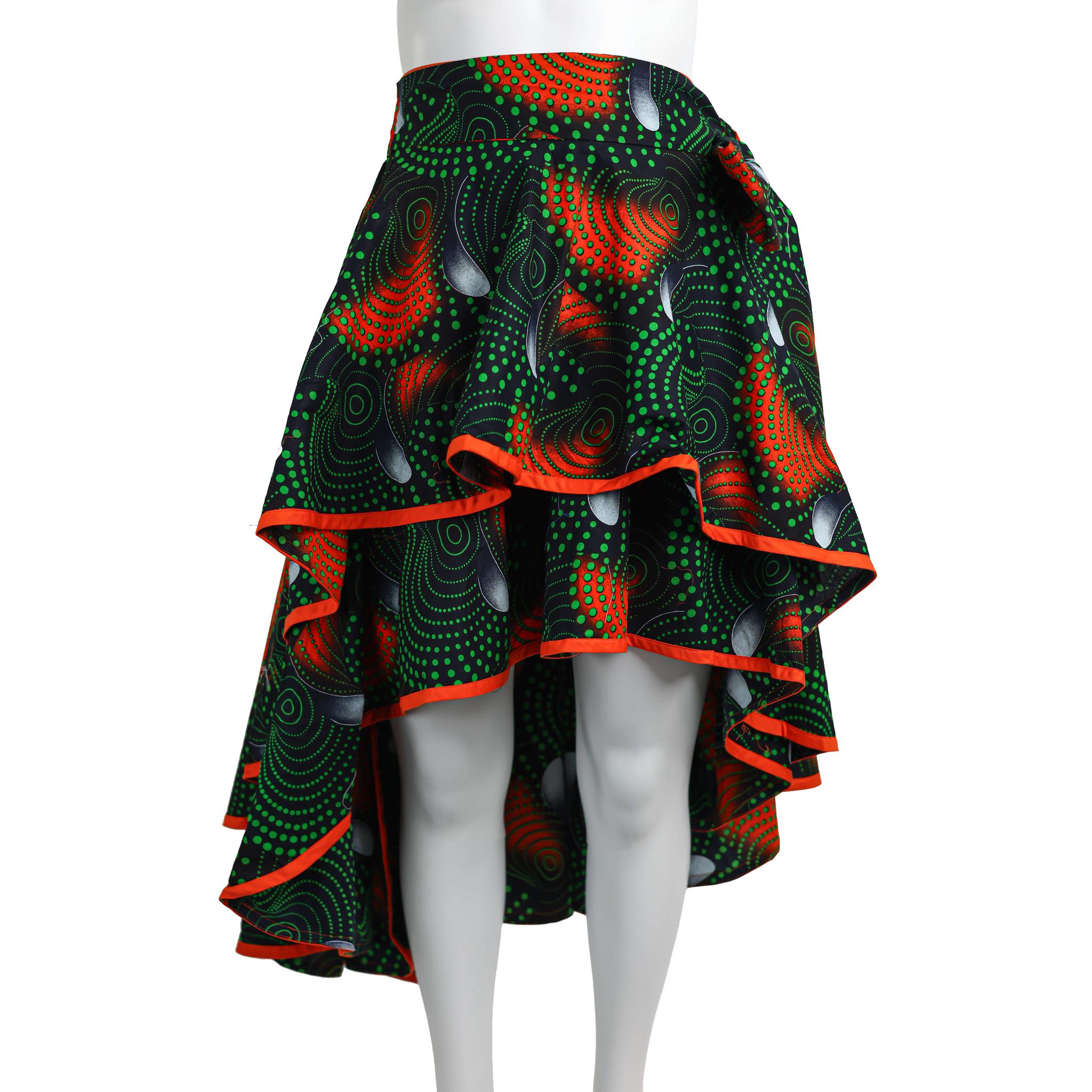 Layered Ankara Skirt with Belt