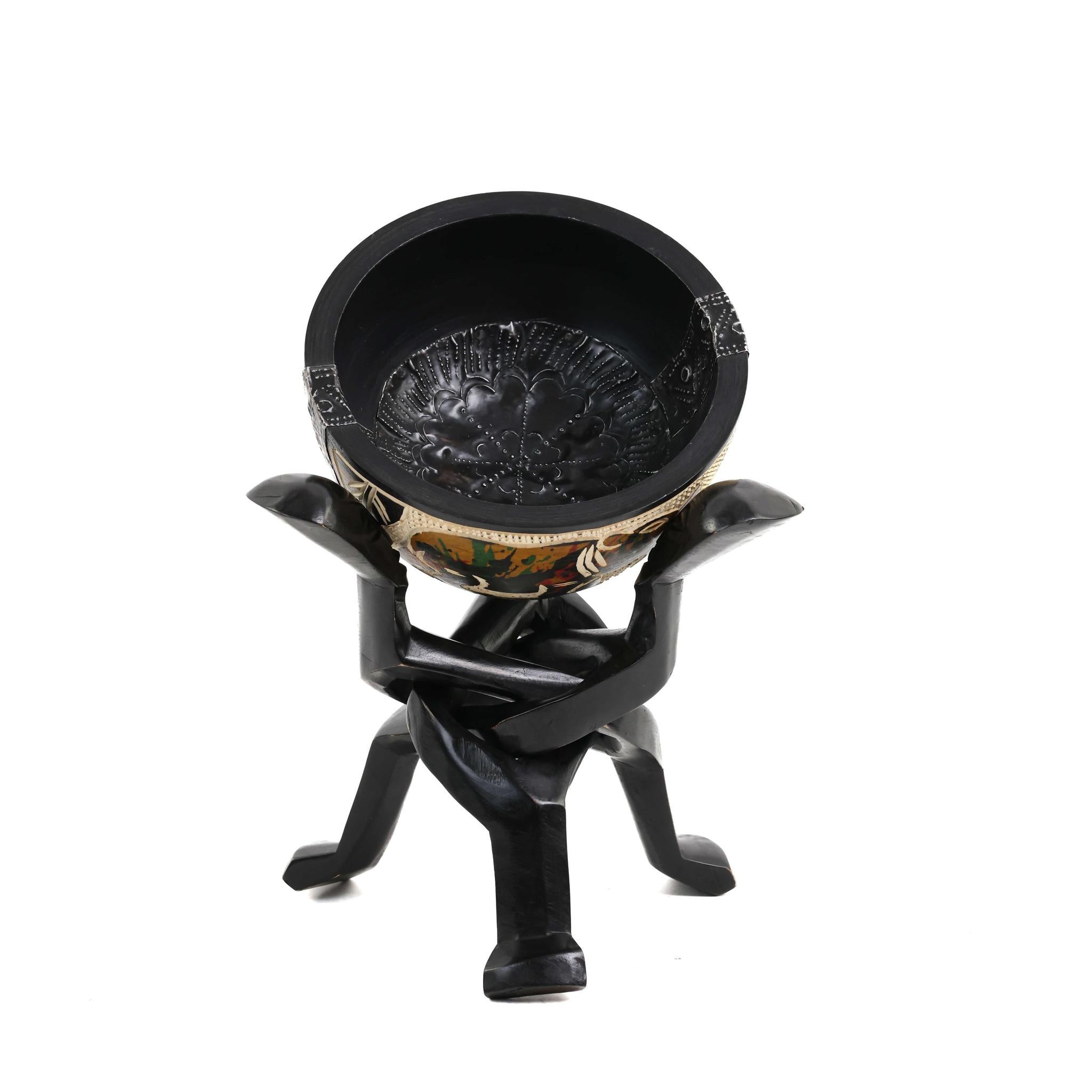Black Elephant & Huts Carved Unity Bowl